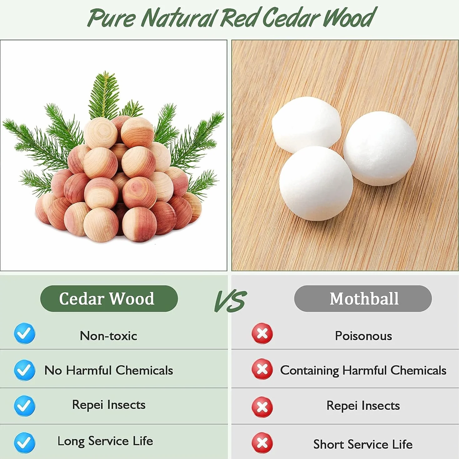 Cedro Antipolillas Natural 40 Piezas Bolas contra Polillas Armarios Ropa