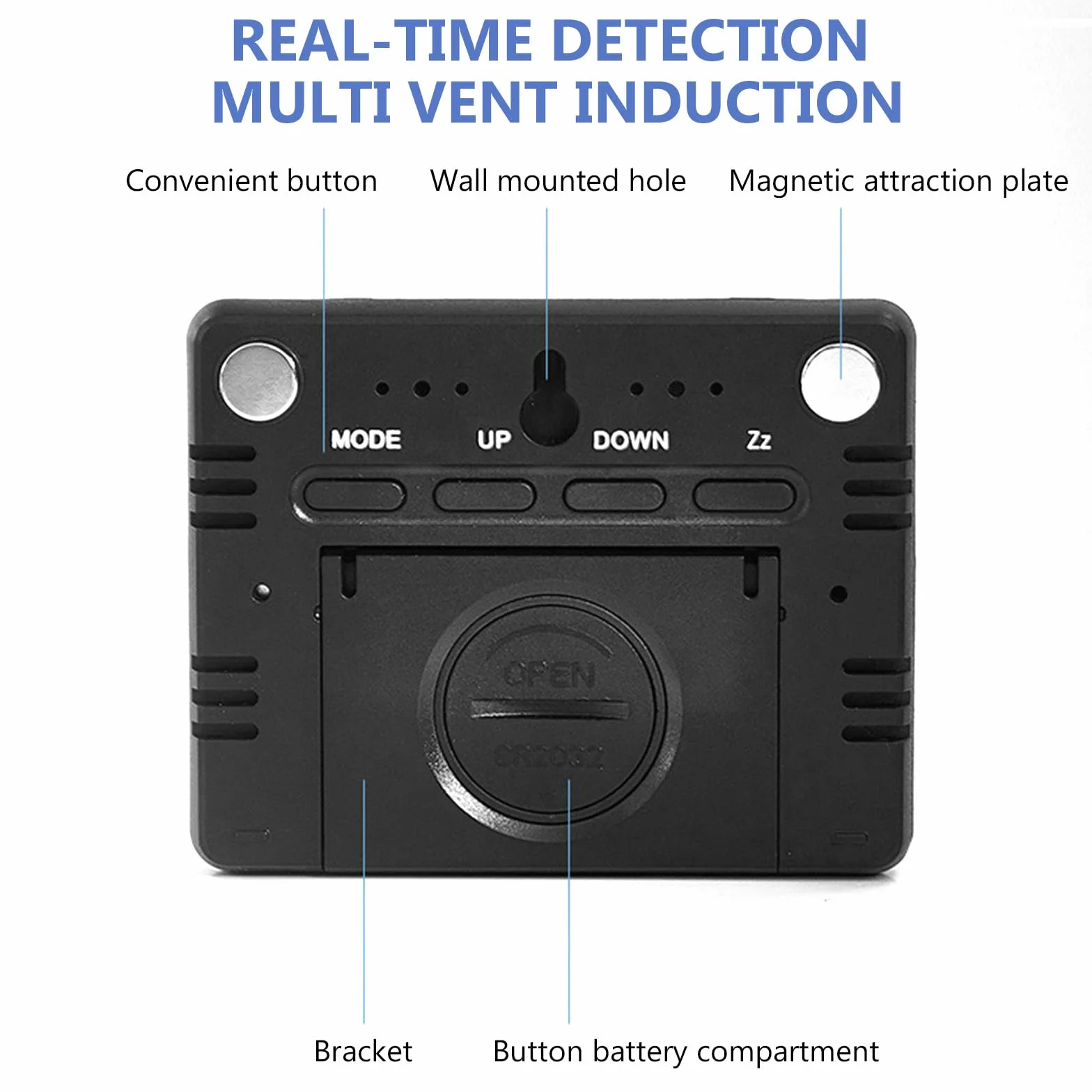 ALLOMN Higrómetro interior digital, medidor de humedad y temperatura, pantalla LCD, termómetro con reloj para invernadero (negro)