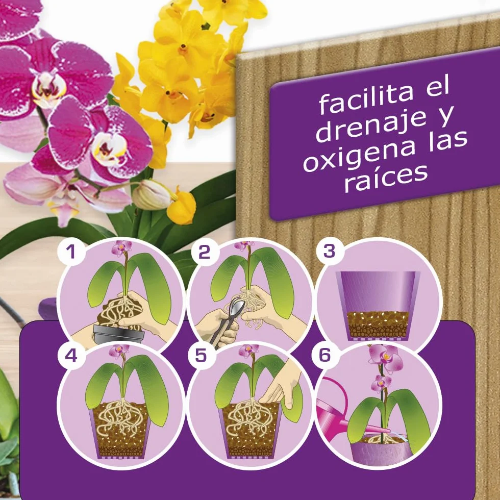 Sustrato para Orquídeas 5 L Corteza de Pino Drenaje Aireación Retención Humedad Desarrollo Radicular