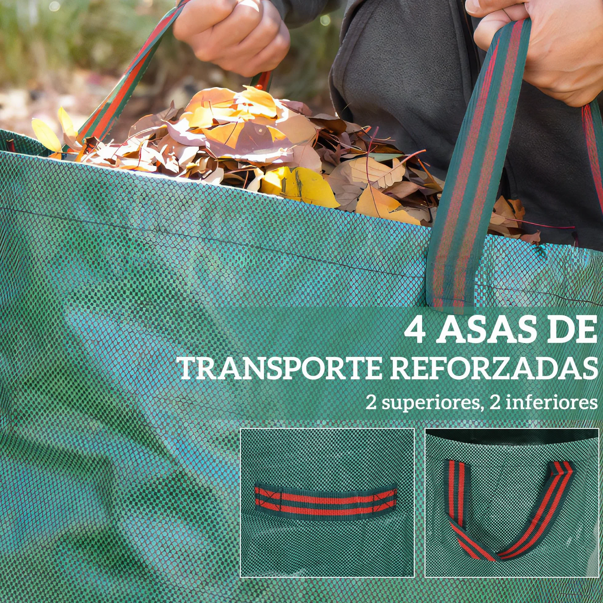 Outsunny 3 Bolsas de Basura de Jardín 272L Reutilizables Plegables con Asas Reforzadas
