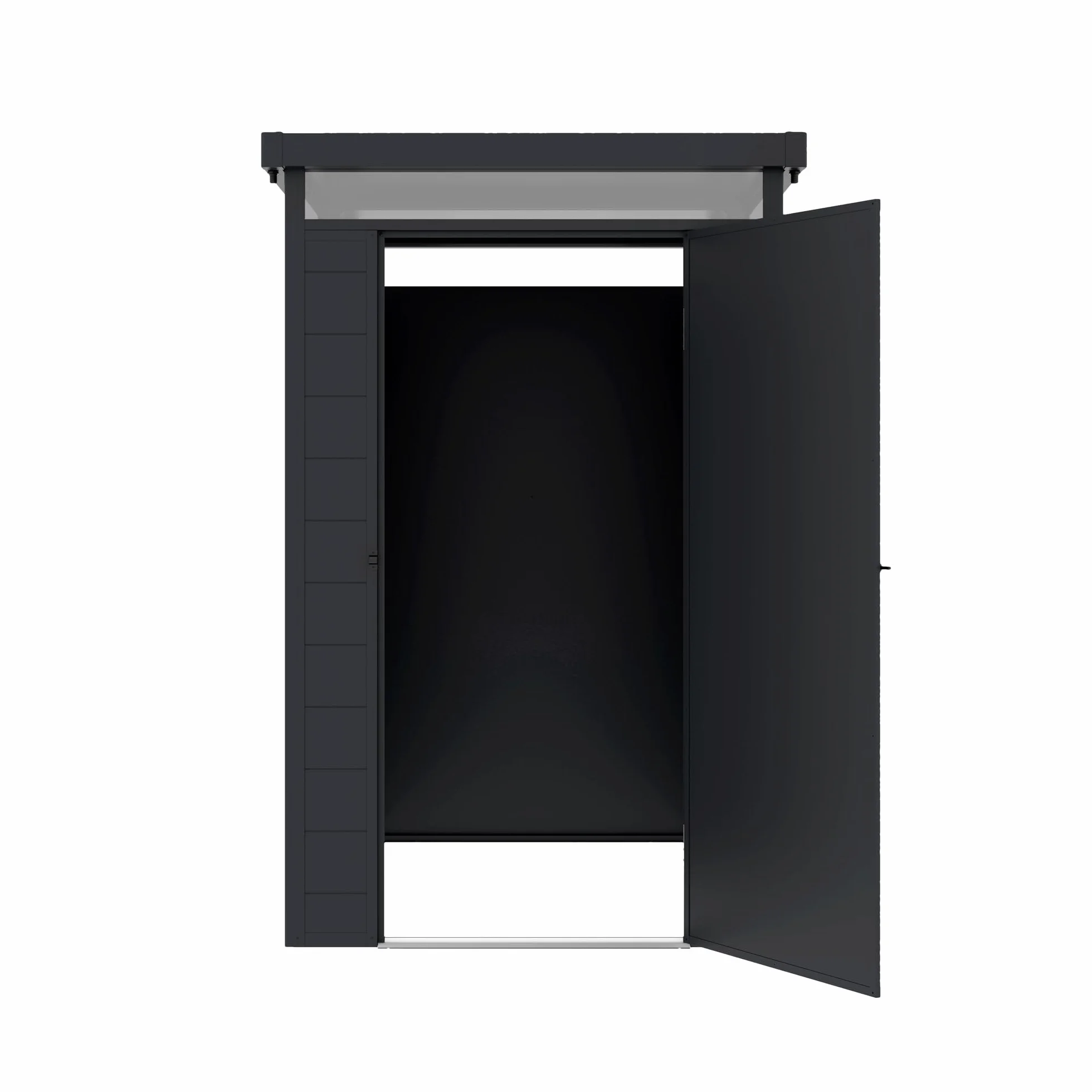 Caseta de Resina Jardín Terra 2,47m2 131x190x196cm Gris Antracita Impermeable Protección UV Estructura Reforzada Aluminio PVC Tragaluz 360º