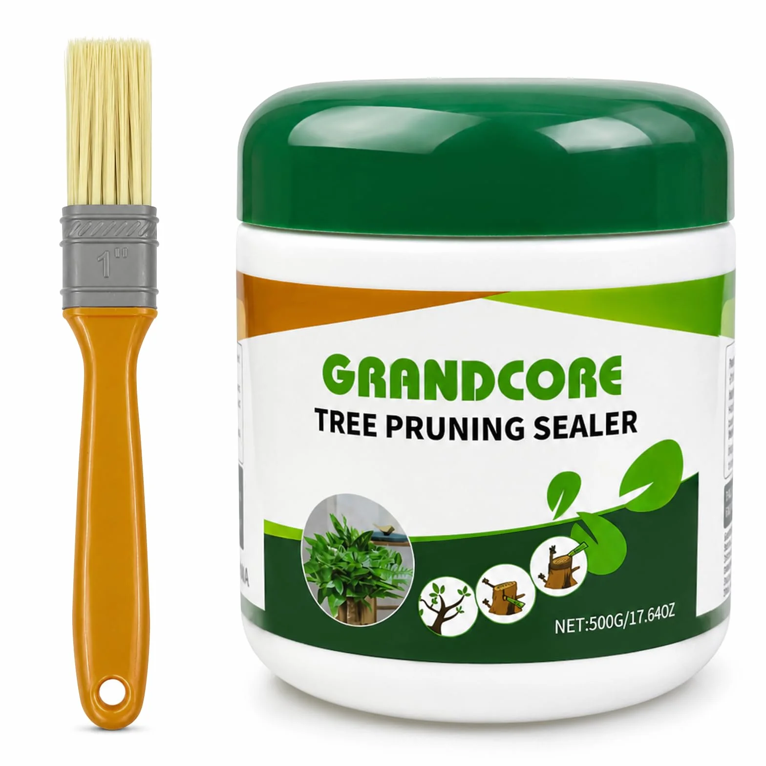 Pasta Cicatrizante para Árboles con Pincel, Pasta de Injertos Profesional 500g para Frutales y Plantas Ornamentales