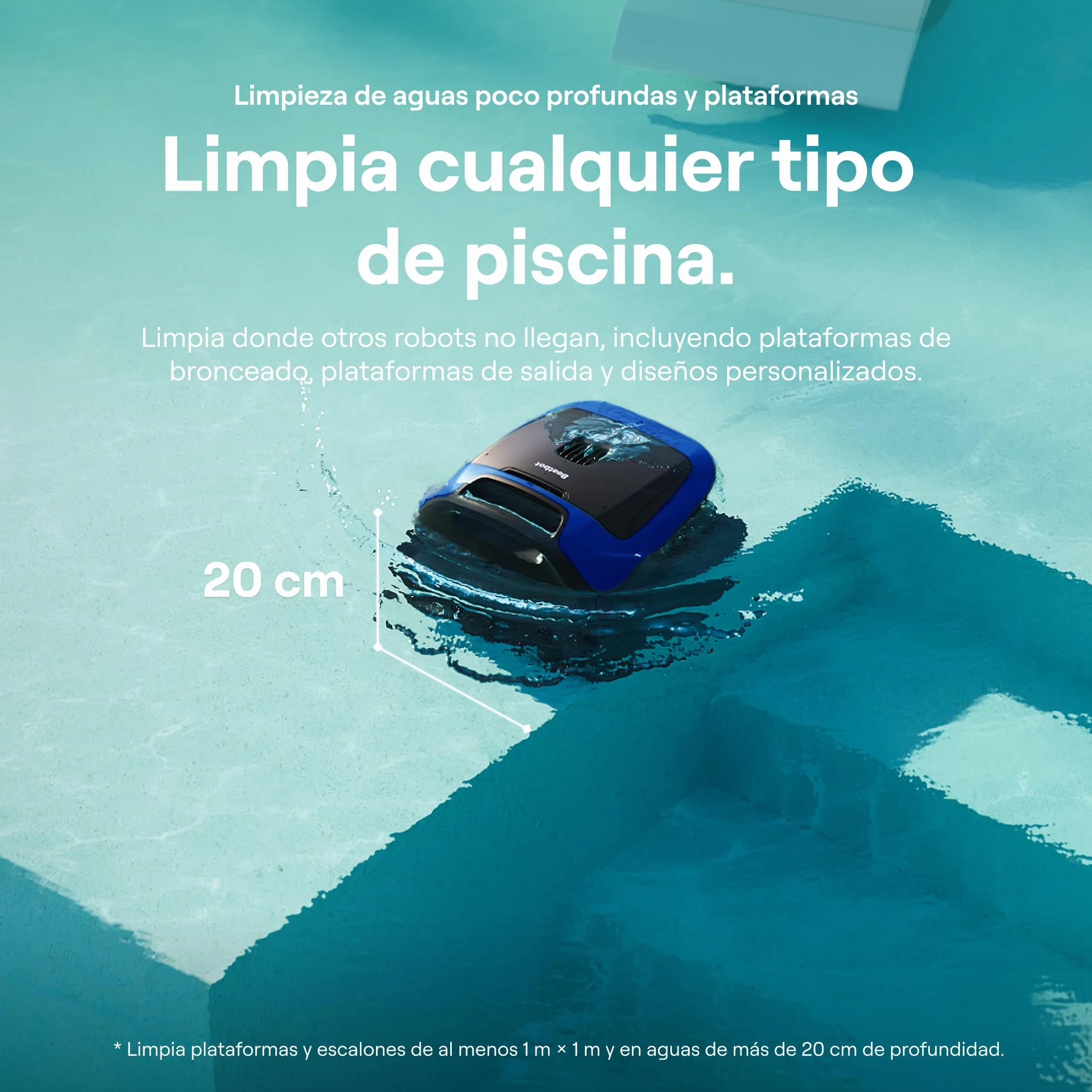 Beatbot Sora 30 Robot Piscina limpiafondos y Paredes, 25700 LPH, Azul Marino