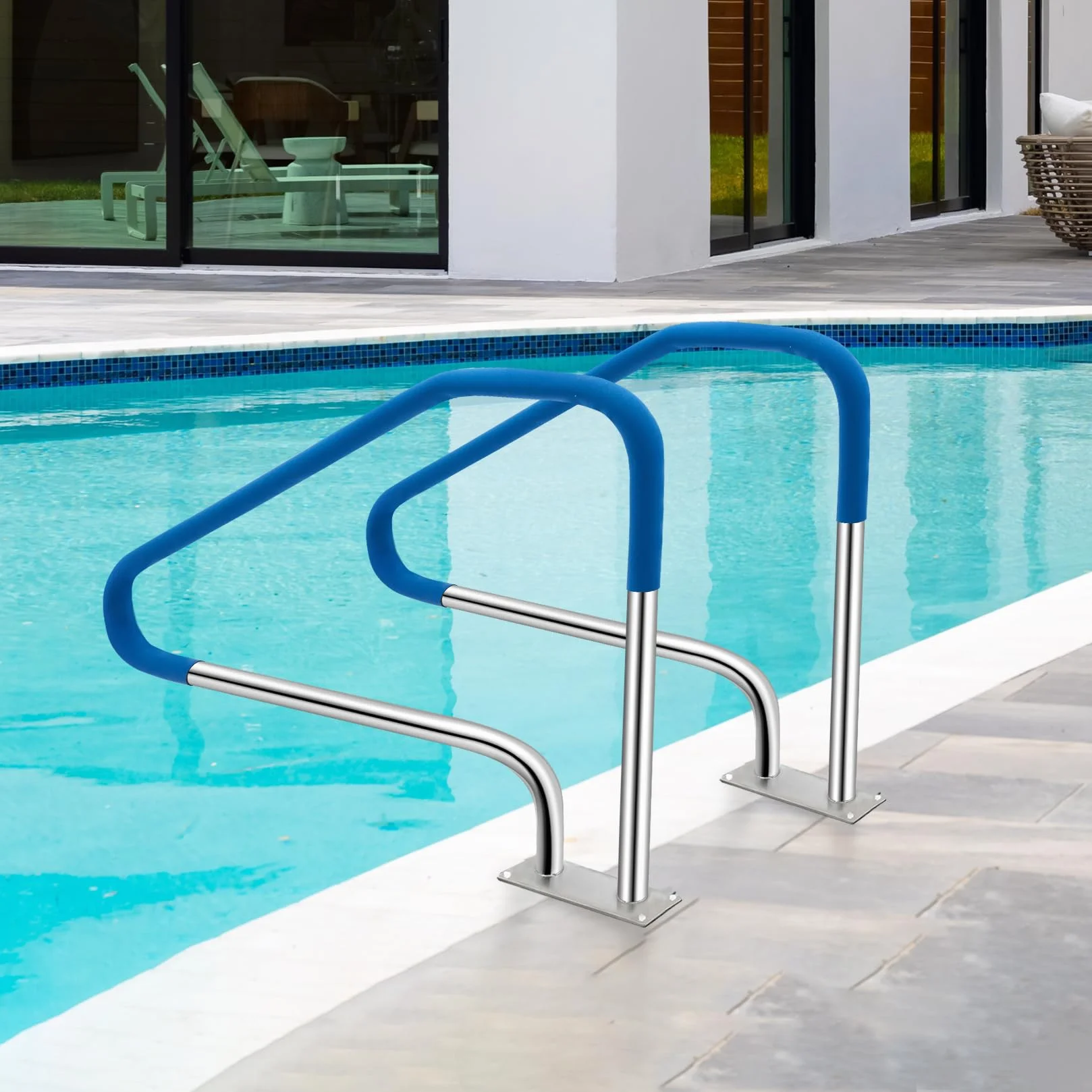 Garvee Barandilla de Seguridad Acero Inoxidable 304/316 Carga 170 kg Agarre Antideslizante 125x86 cm