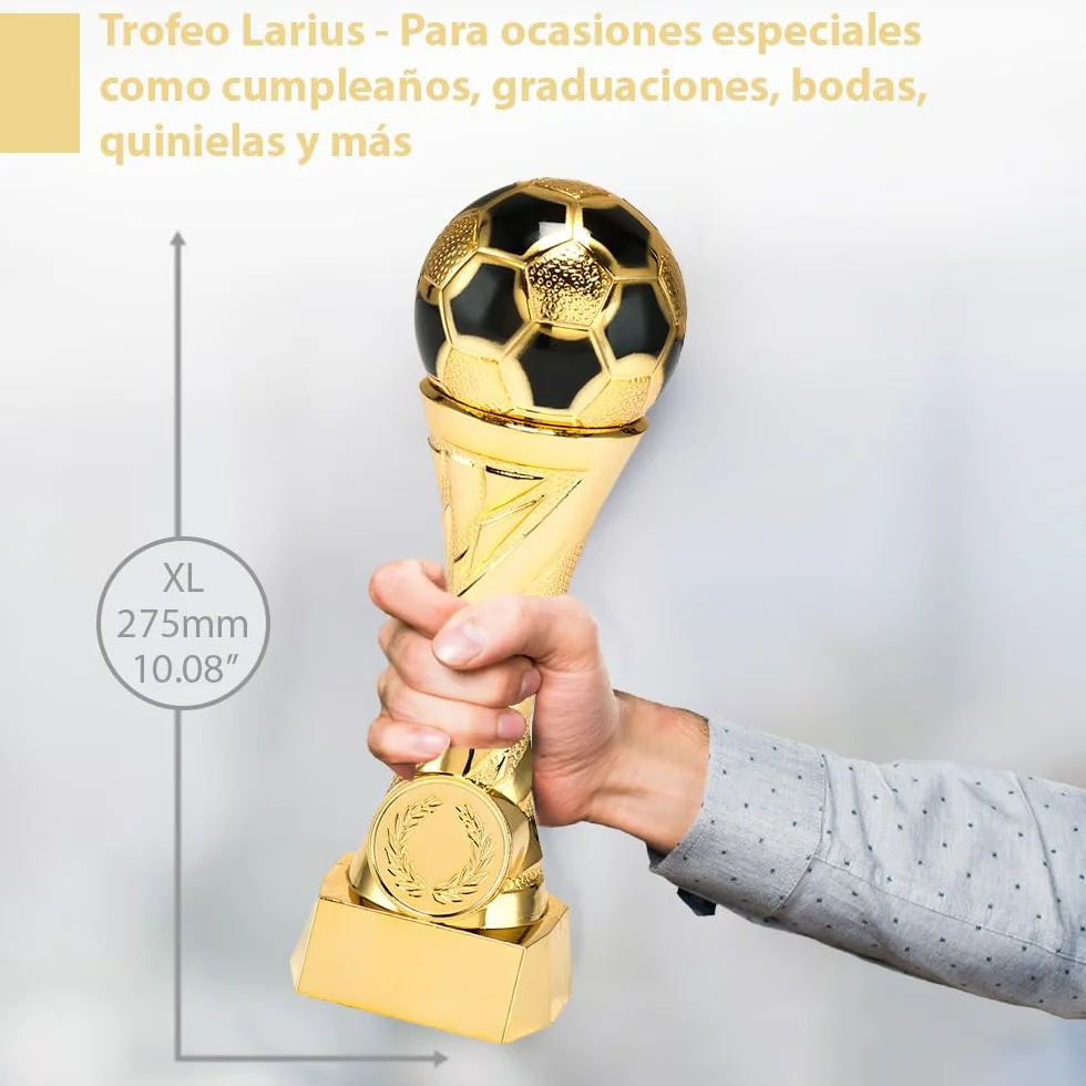 Larius Trofeo de fútbol Oro Plata Grabado Personalizado