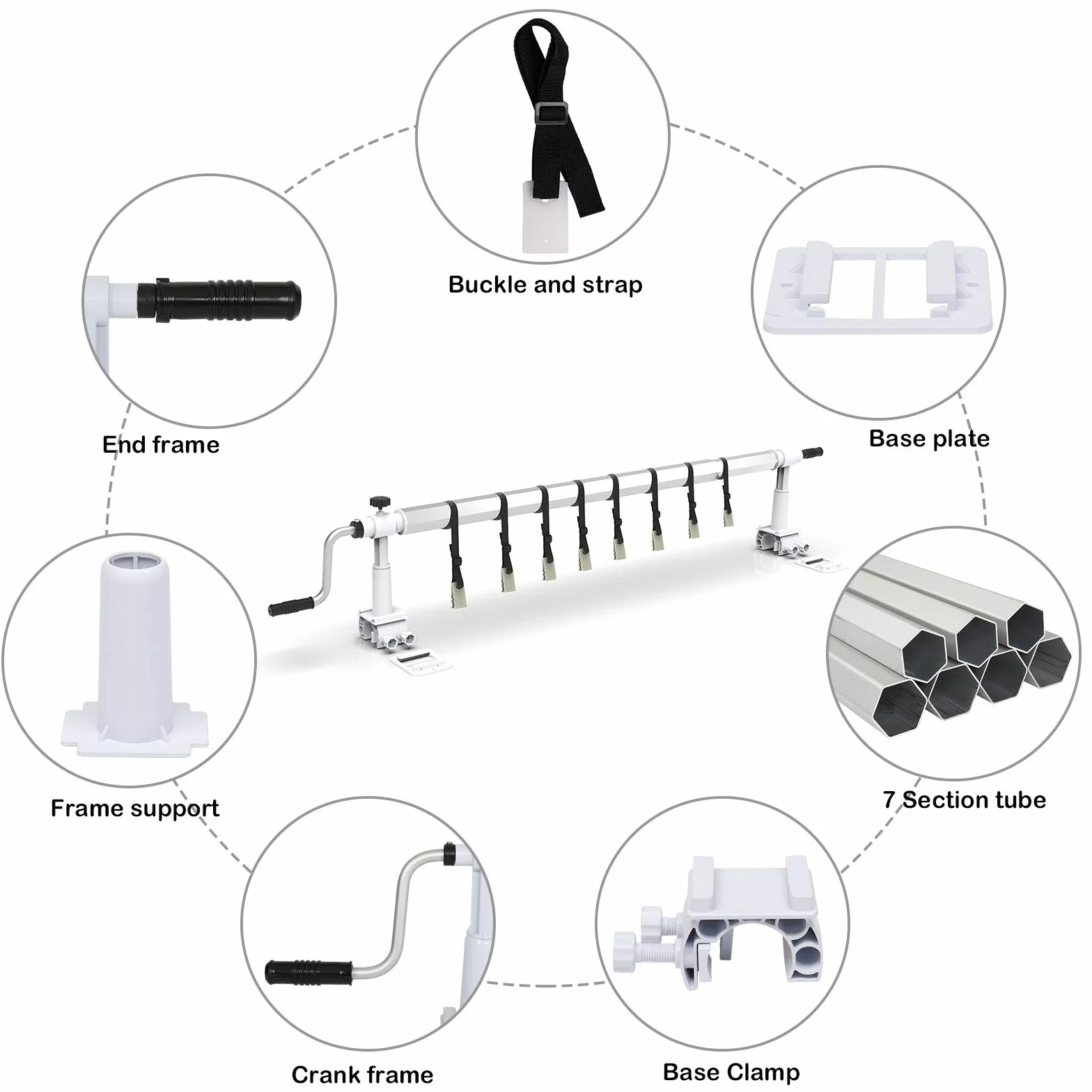 LEADZM Enrollador de lona para piscina profesional de aluminio 1,5-4,5 m blanco