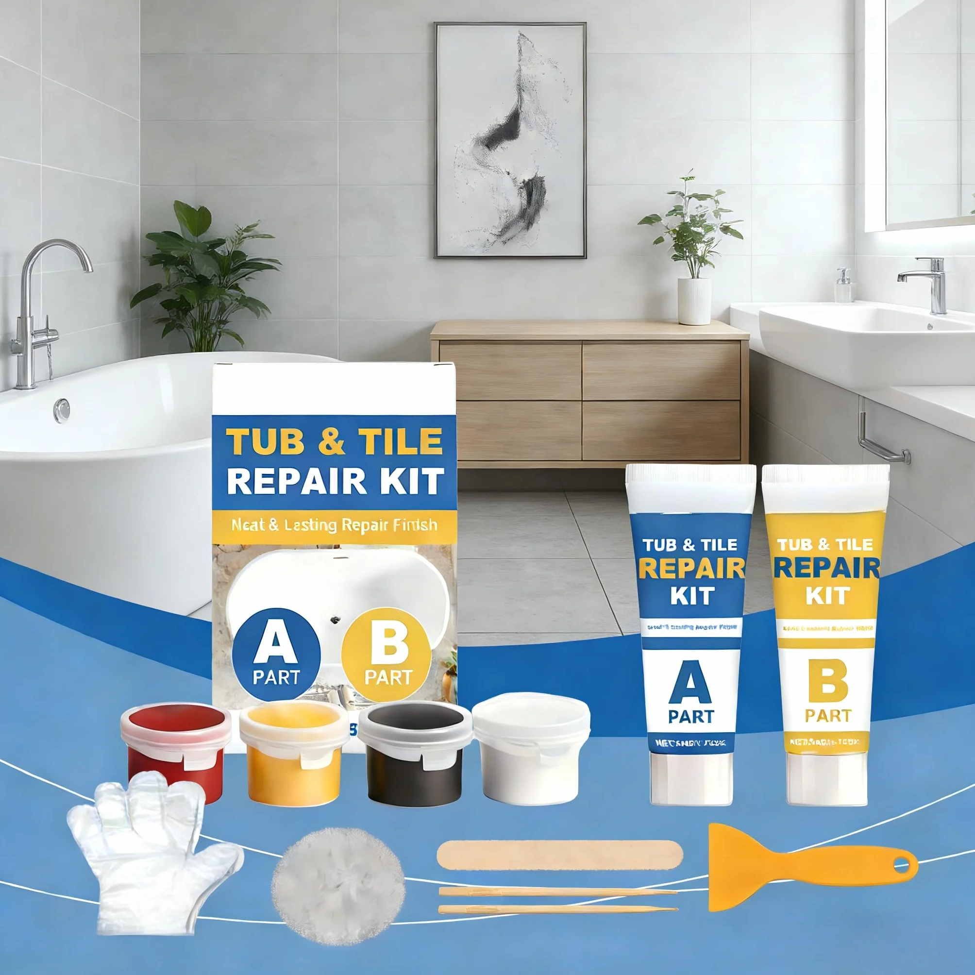 Kit Reparación Multiusos Porcelana Cerámica Impermeable Grietas Astillas Bañeras Azulejos