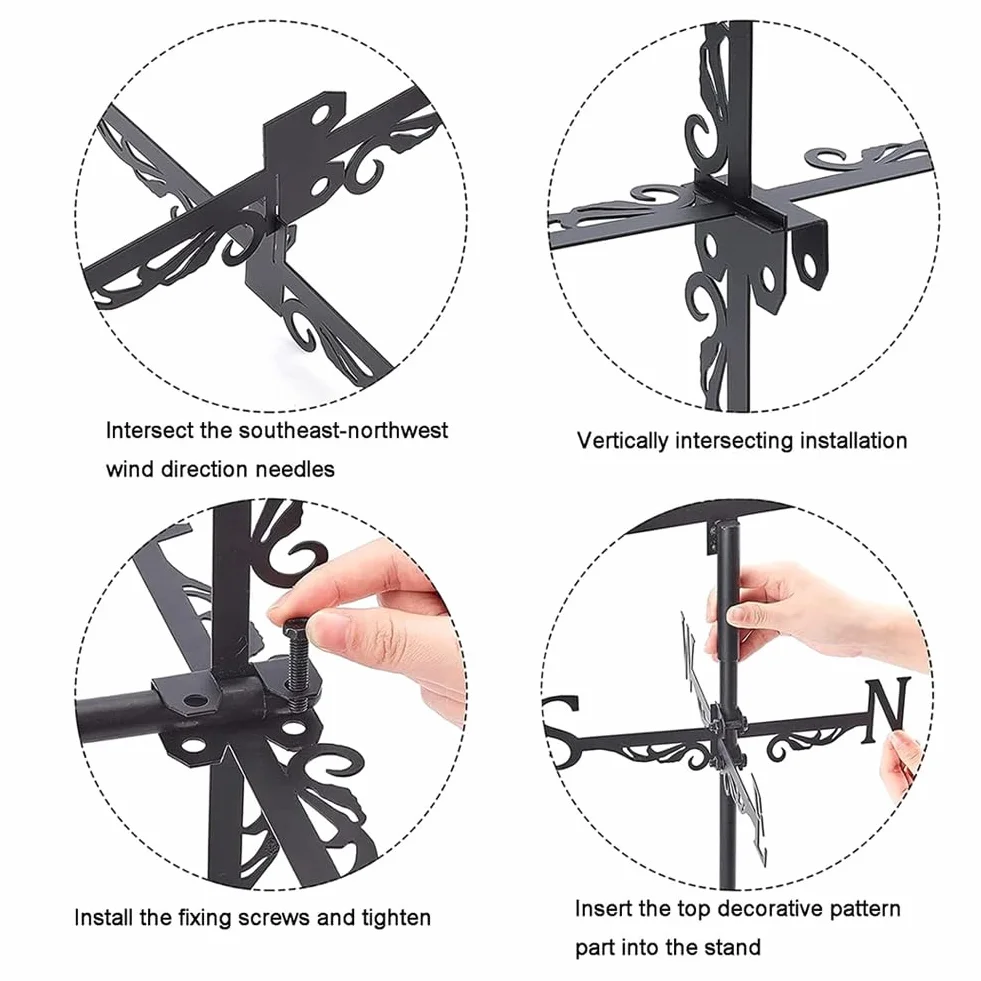 INFUNLY veleta de viento de pollito paleta de metal gallo negro 35 x 27 cm para techo jardín