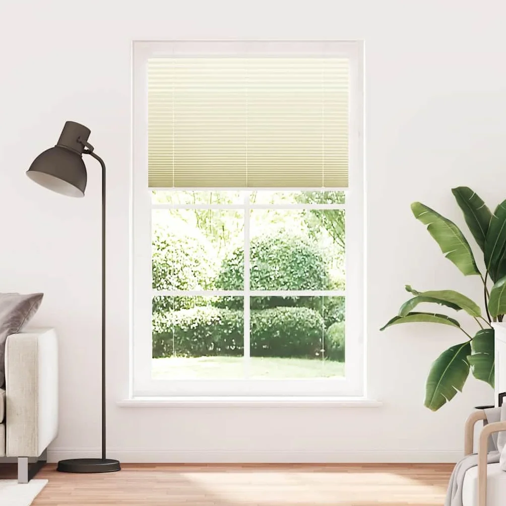Estor plisado crema 110 x 200 cm, protección visual sin agujeros, 100% poliéster, protección solar para ventanas, balcón, baño y oficina