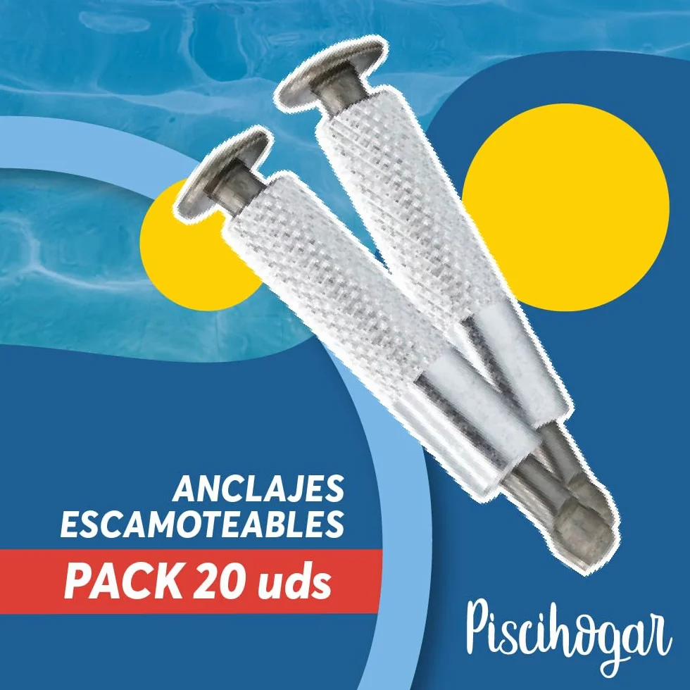 Tornillo de Anclaje para Lona Cobertor de Piscina 100% INOX Acero-Aluminio Escamoteable MONOBLOC Pack 20 Uds