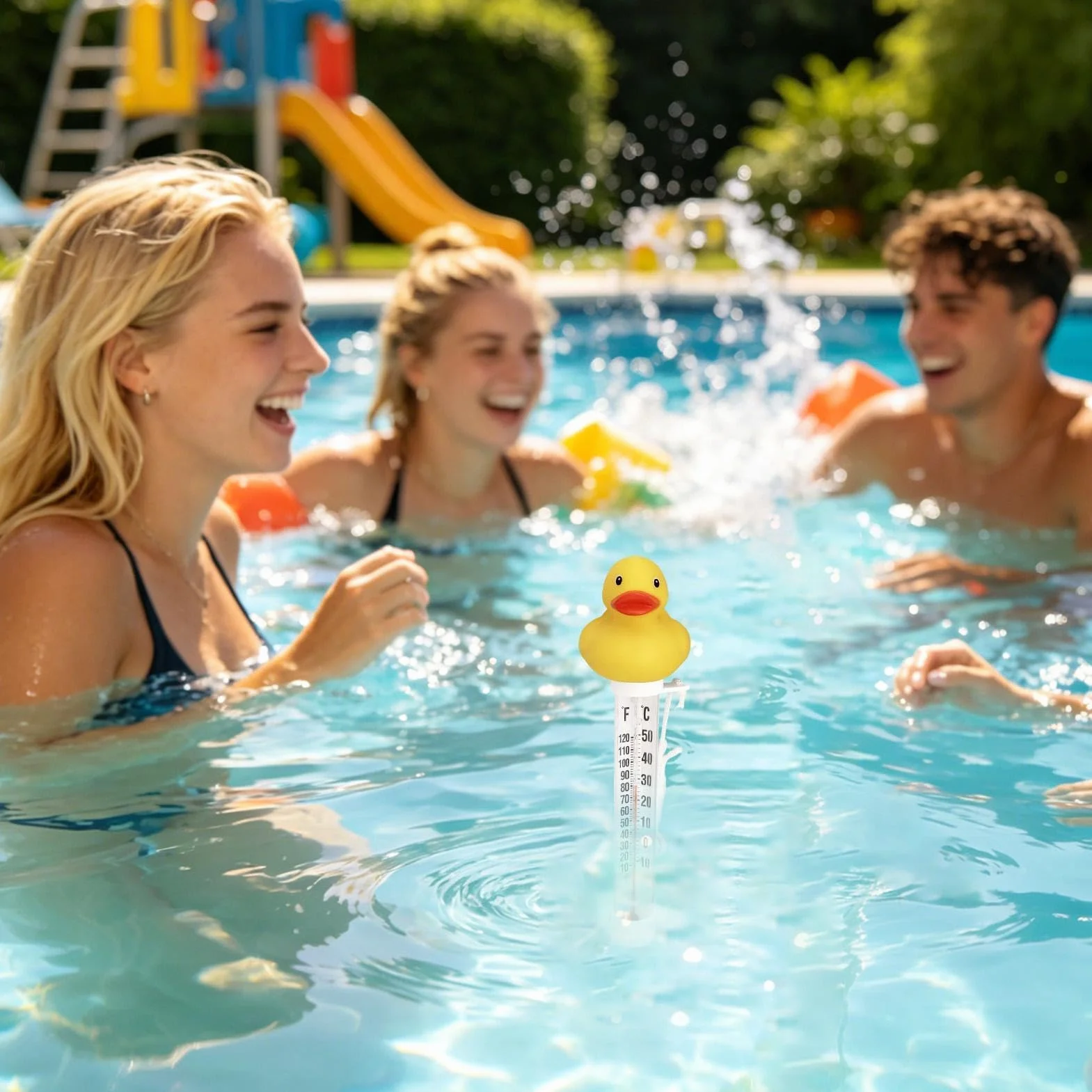 Termómetro Flotante Para Piscina Pato con Cuerda Medidor Temperatura Agua