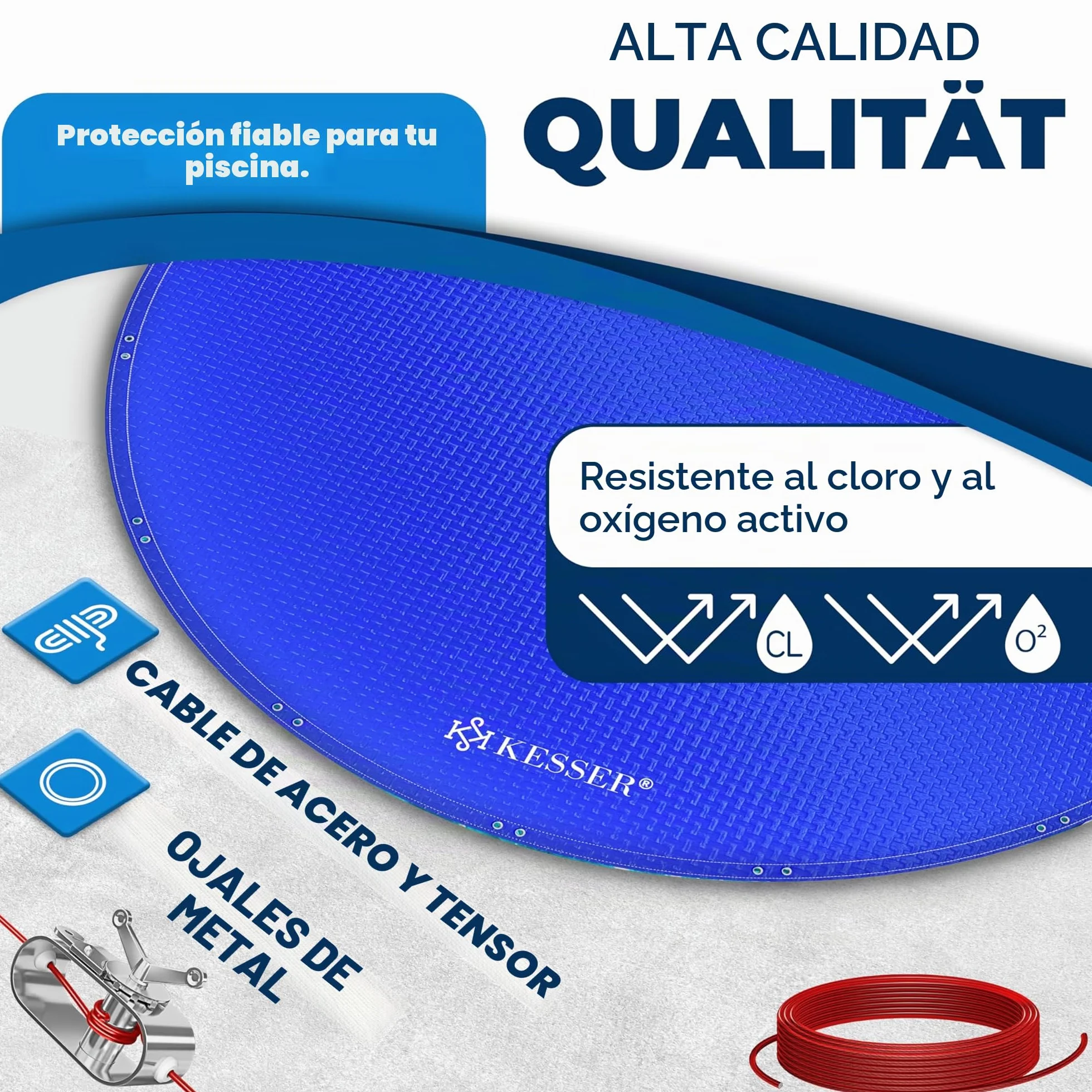 KESSER Cubierta solar para piscina redonda 366 cm 200 g/m² polietileno