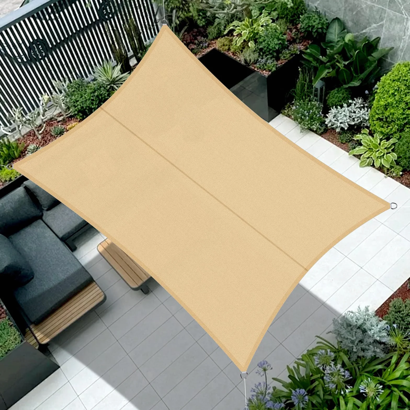 Cool Area Toldo Vela de Sombra Impermeable Rectangular 3x5m Protección UV PES para Patio Exterior