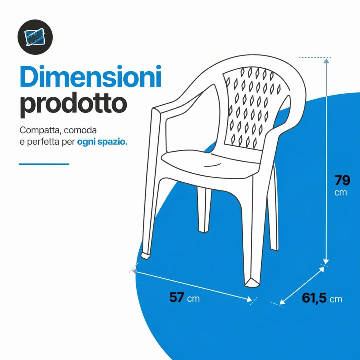 Tomaino - Juego de mesa y sillas de exterior de plástico de 6 plazas – 6 sillas con reposabrazos apilables y 1 mesa rectangular de jardín, terraza (antracita)