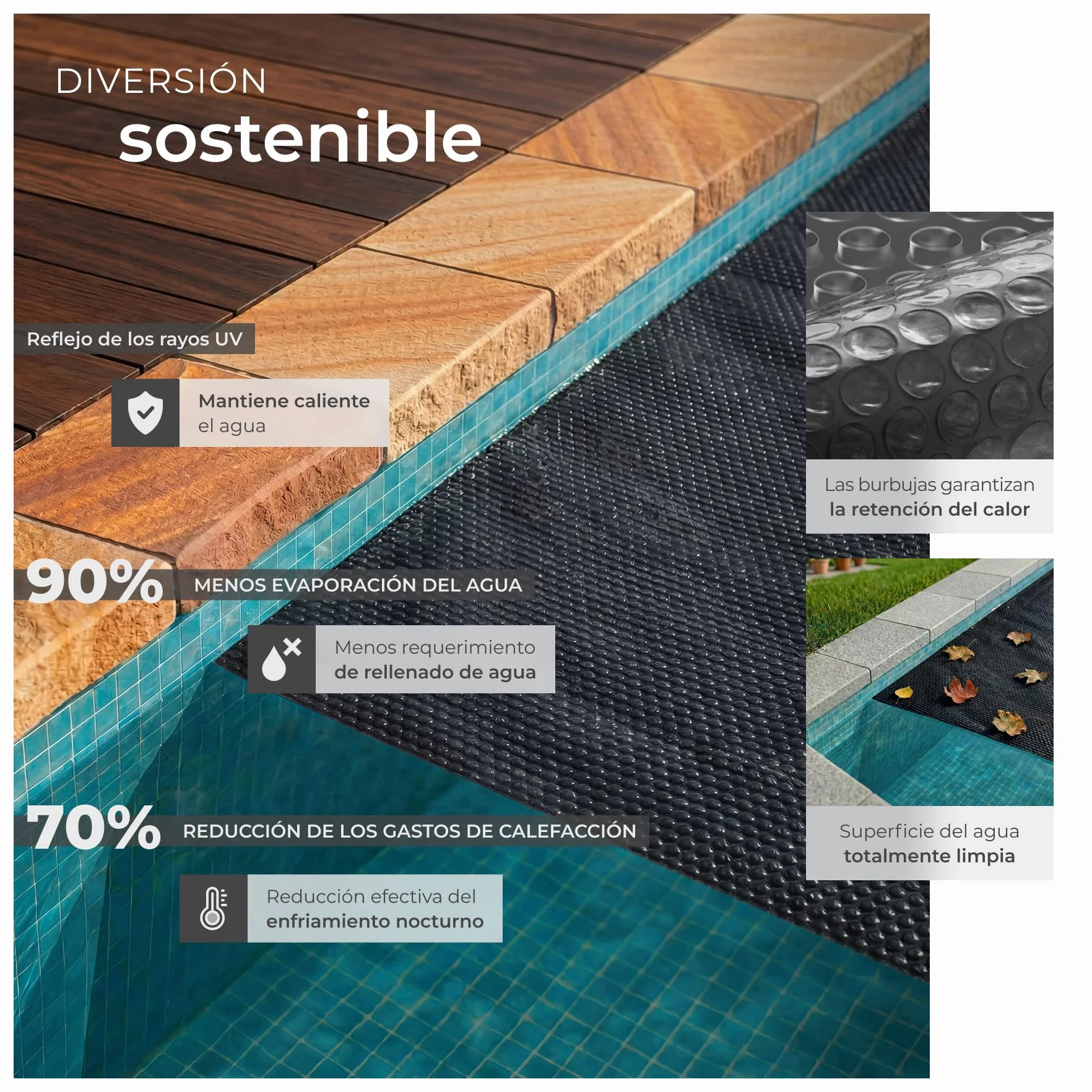 Cobertor Solar para Piscina Desmontable 160 x 260 cm Negro