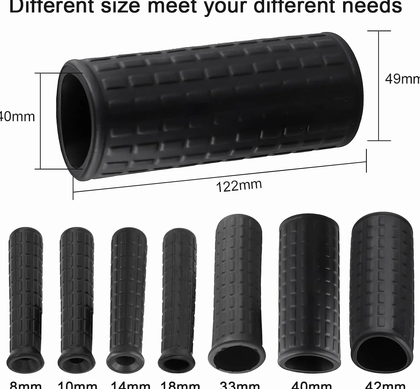 Manijas de goma de repuesto para carretilla, juego de 2 piezas (122 x 40 mm)