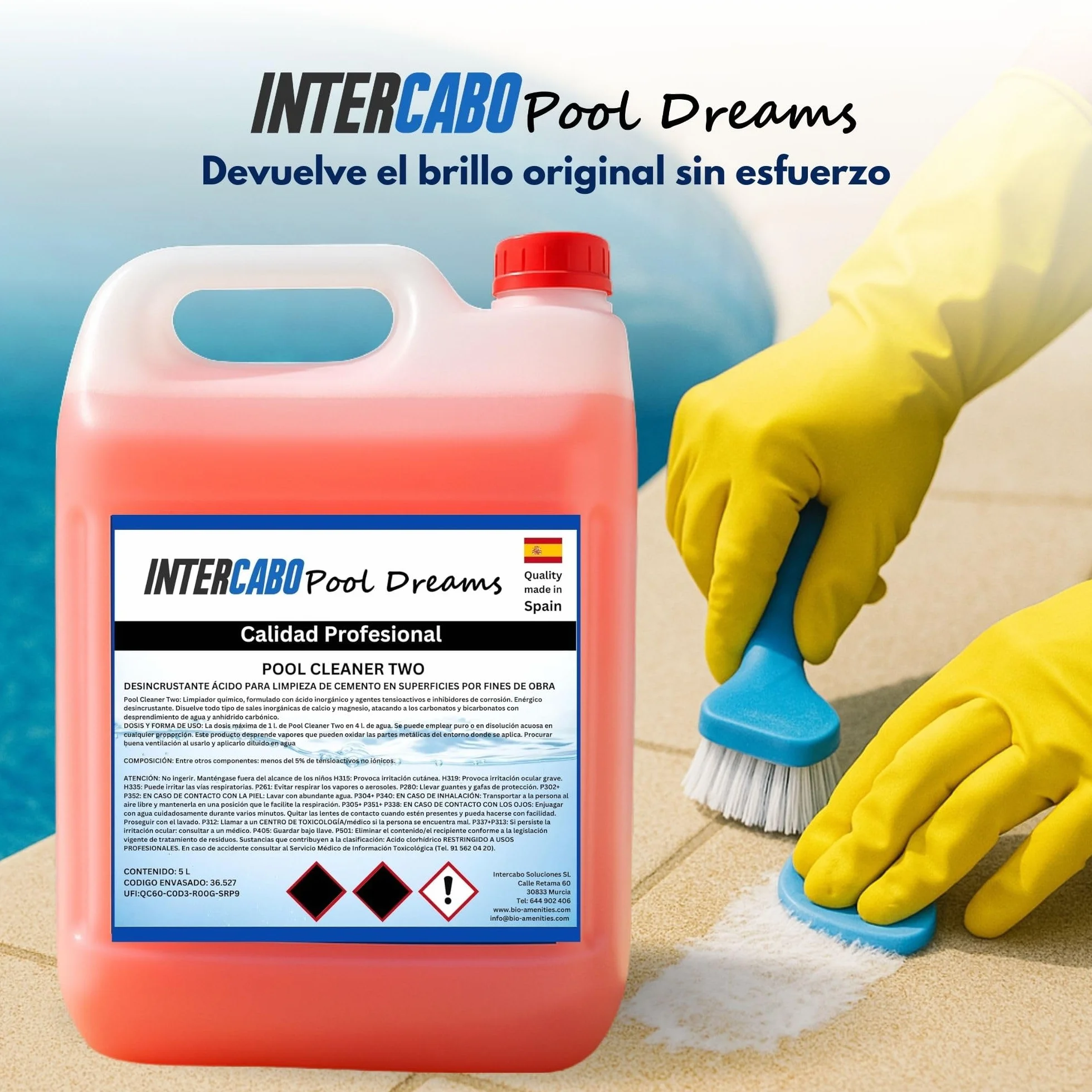 Desincrustante Químico Garrafa 5L para Piscinas y Limpieza Industrial