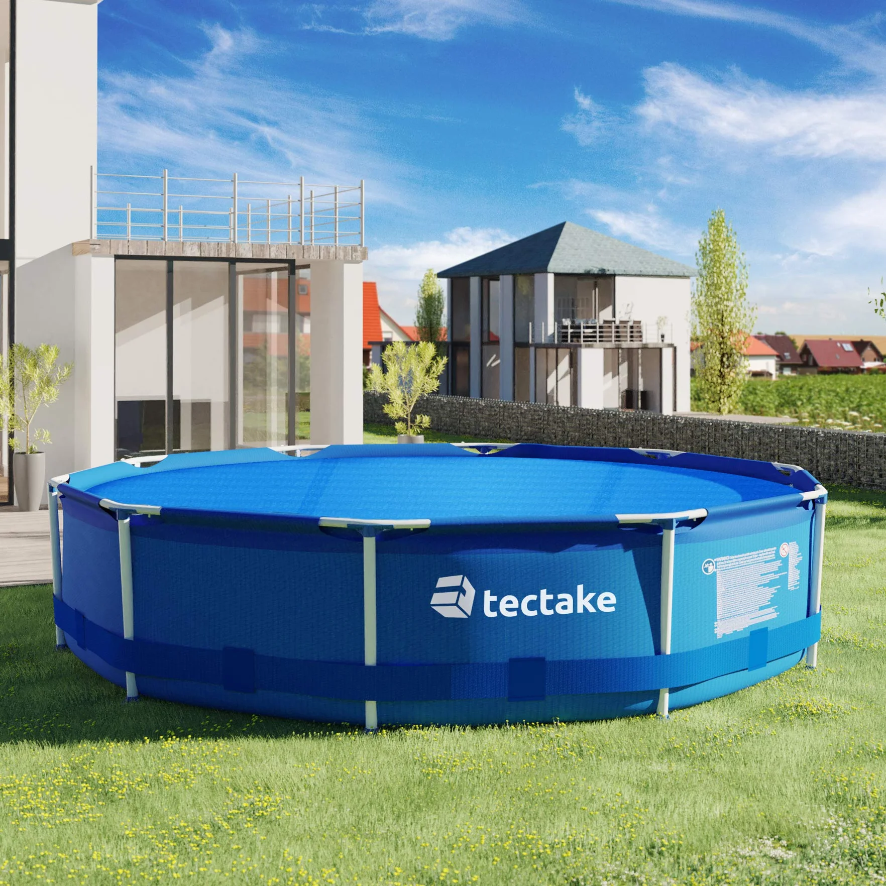 Tectake Manta Solar Piscina Redonda 381x381 cm Azul 110 µm Calentar Agua