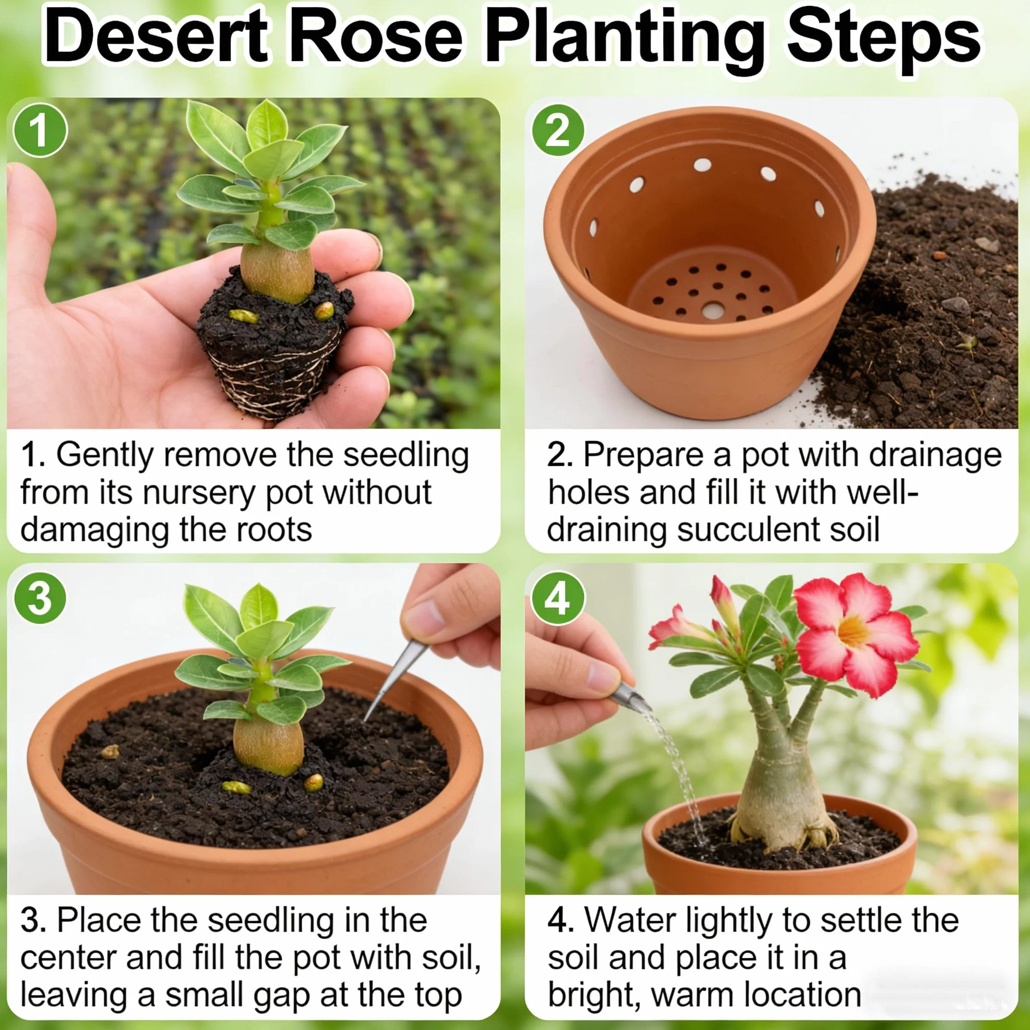 Rosa del Desierto perenne resistente decoración de jardín
