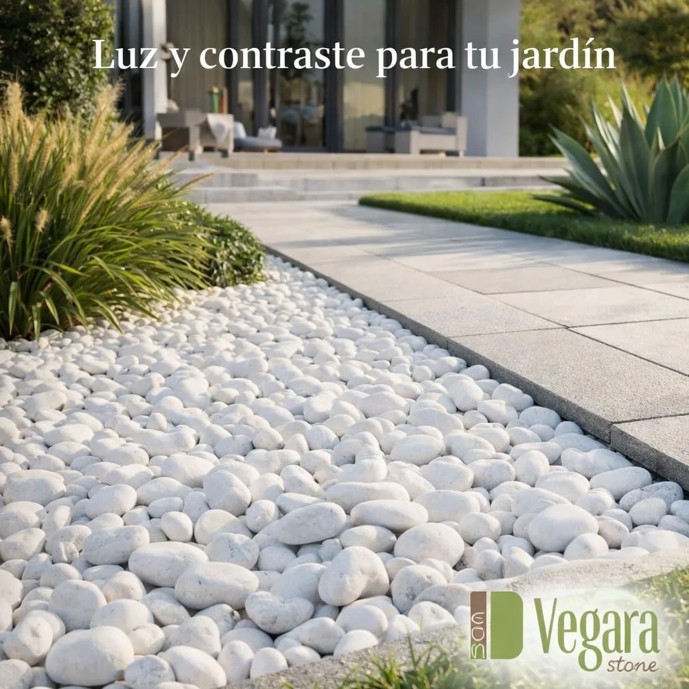Vegara Stone Piedra Jardín Decoración Canto Rodado Blanco Puro 2-4 cm 25 kg