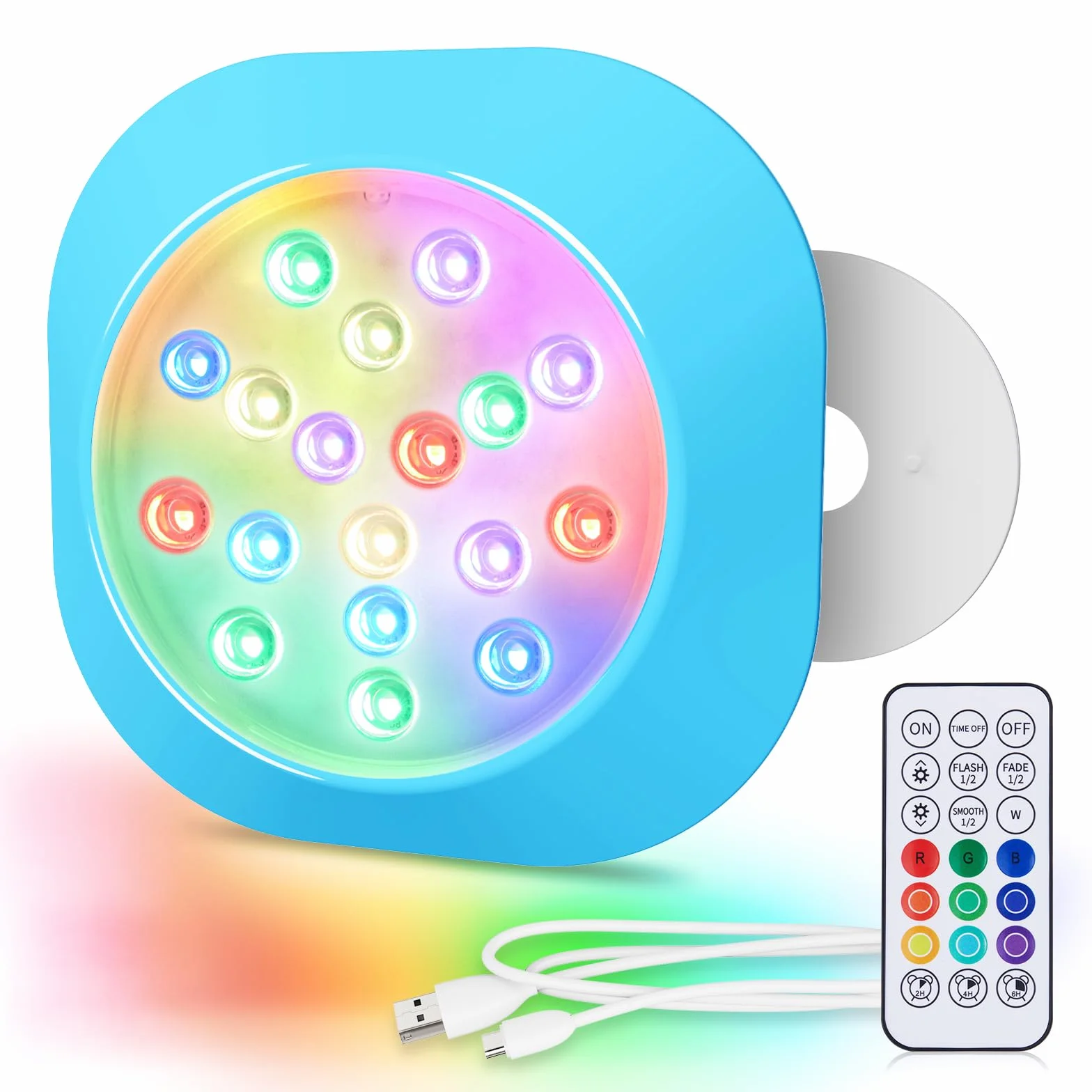 LyLmLe Luces Recargables para Piscina LED Sumergible RGBW IP68 con Remoto 14cm Focos Magnéticas Cambio de Color