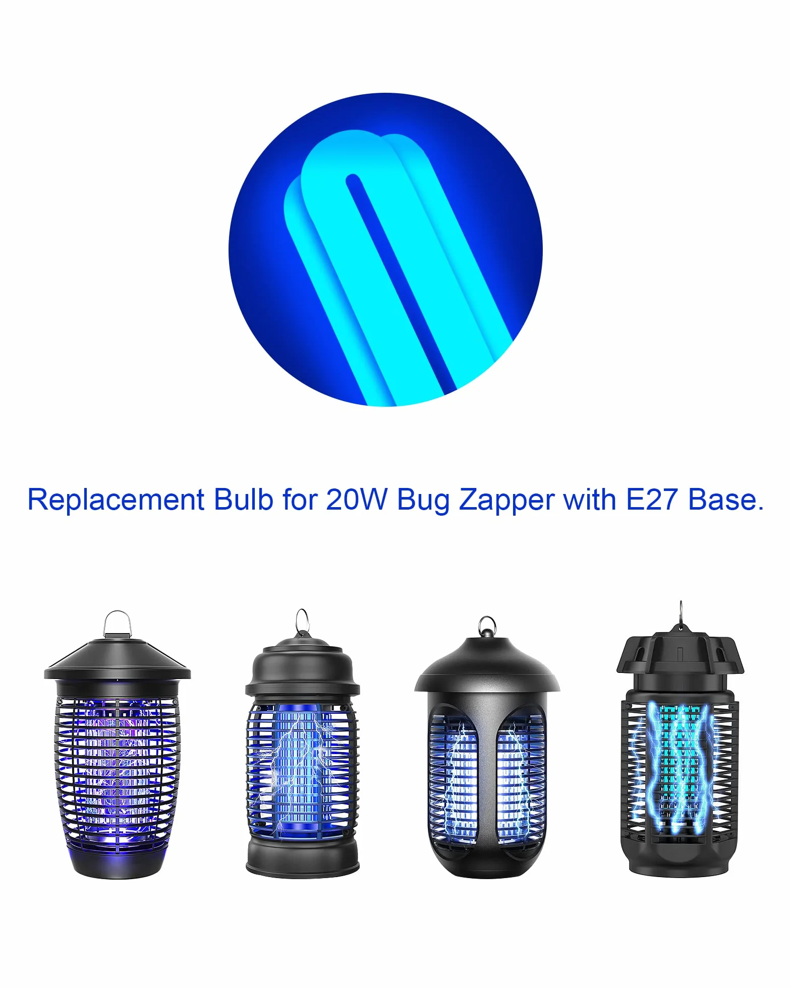 Paquete de 2 bombillas de repuesto 3U 20W E27 repelente de insectos compatible con Lunatino Womosk PALONE