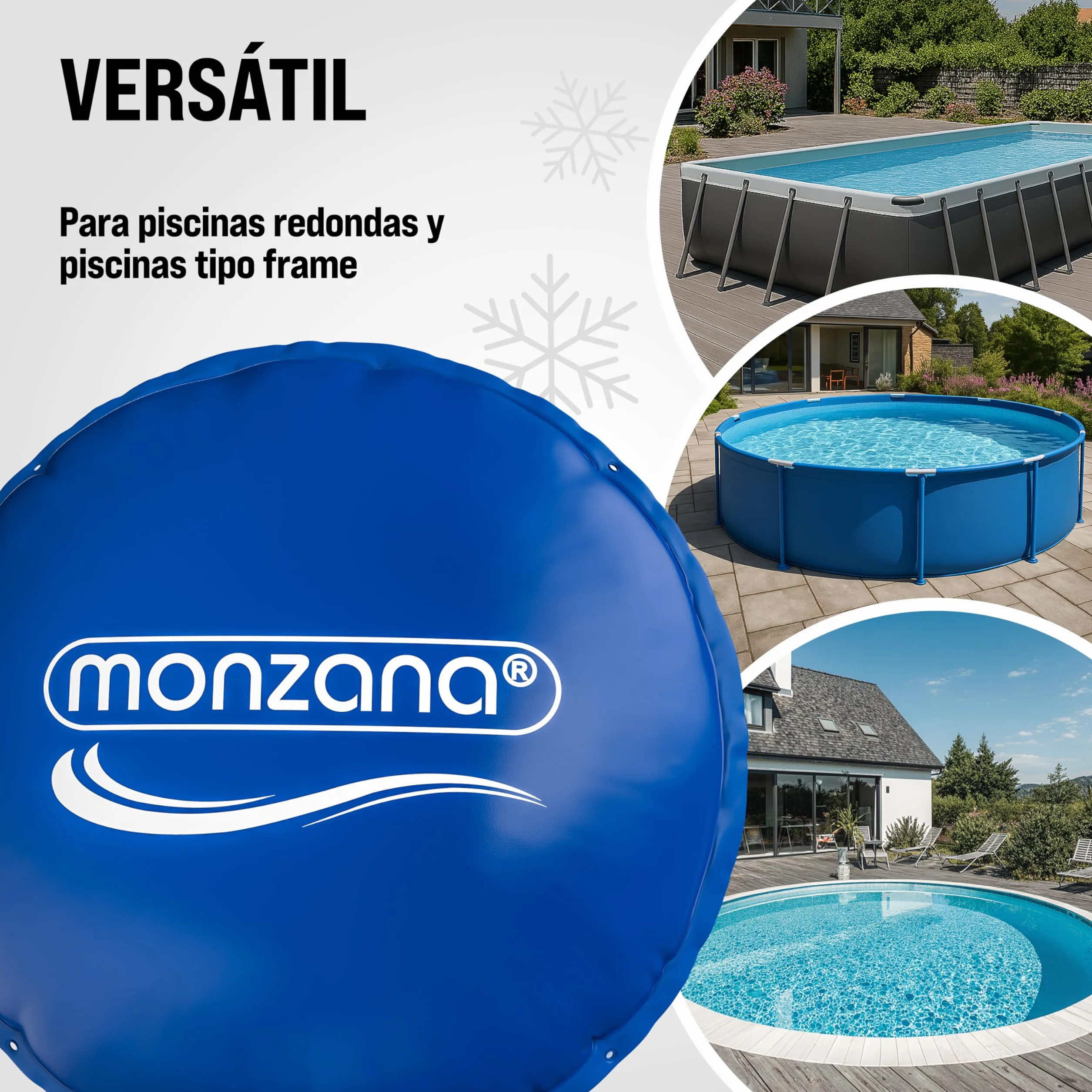 Monzana Cojín Redondo Piscina XXL Cubierta Inflable Aire 3m 4m Protección Invierno Resistente Rayos UV
