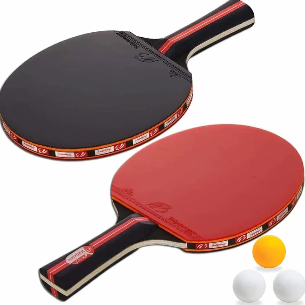 Set de Tenis de Mesa Amaza Palas Ping Pong - 2 Raquetas y 3 Pelotas, Paleta de 7 Capas Madera de Álamo + Esponja 2 mm