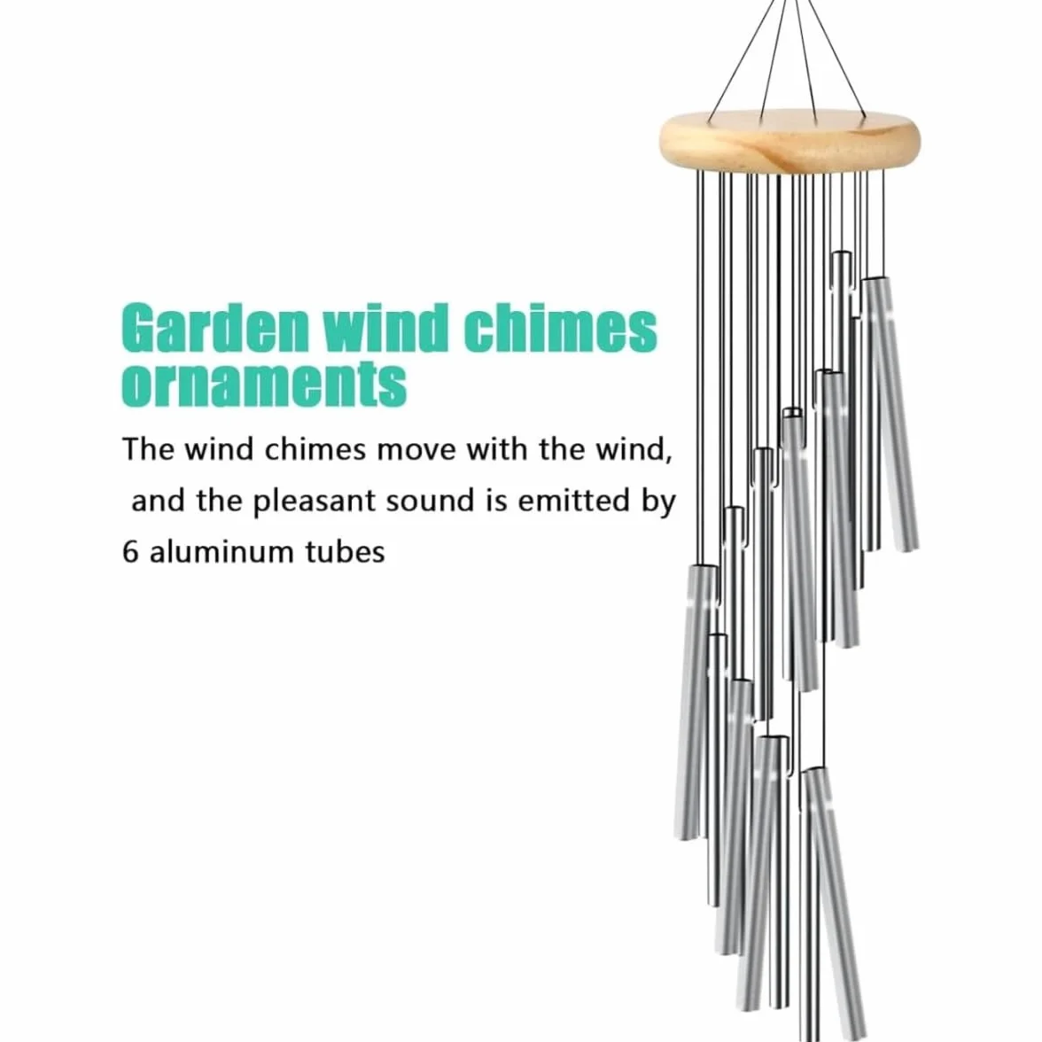 Carillón de Viento Exterior de Metal 12 Tubos para Jardín Balcón Decoración
