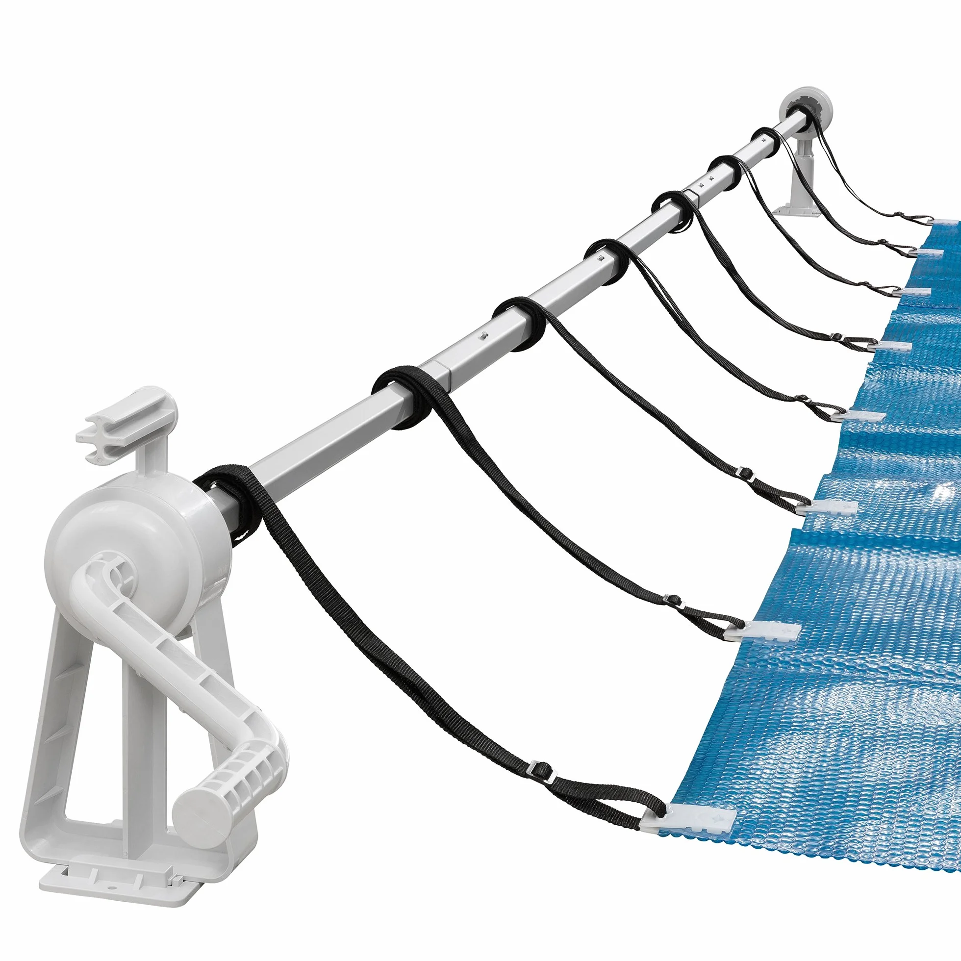 Arebos Enrollador de Piscina Premium Sistema Enrollable 1,05-6,15 m para Lonas solares y de Piscina Material Resistente a la Intemperie