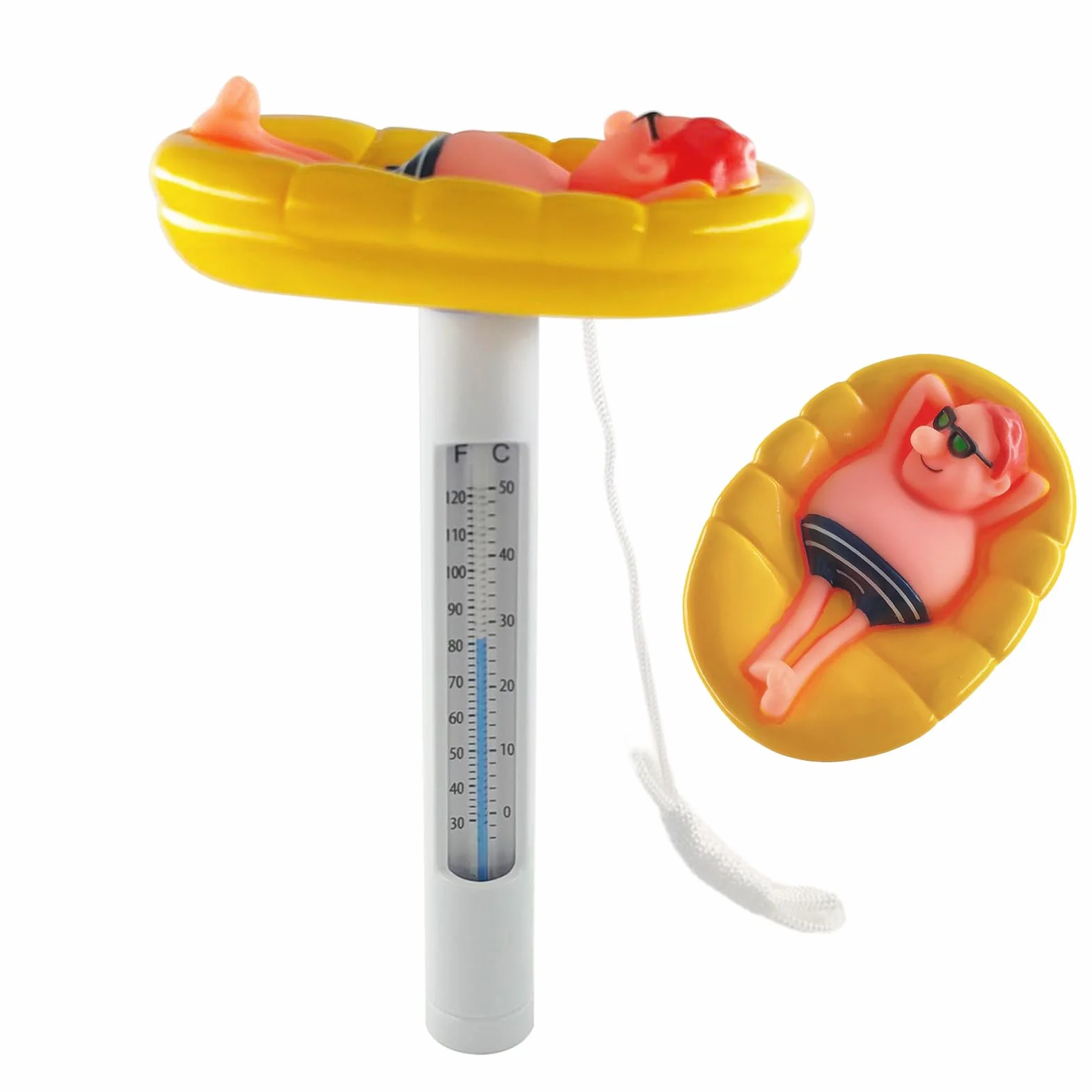 Termómetro de Piscina Flotante con Cuerda para Piscinas, Spas, Bañera