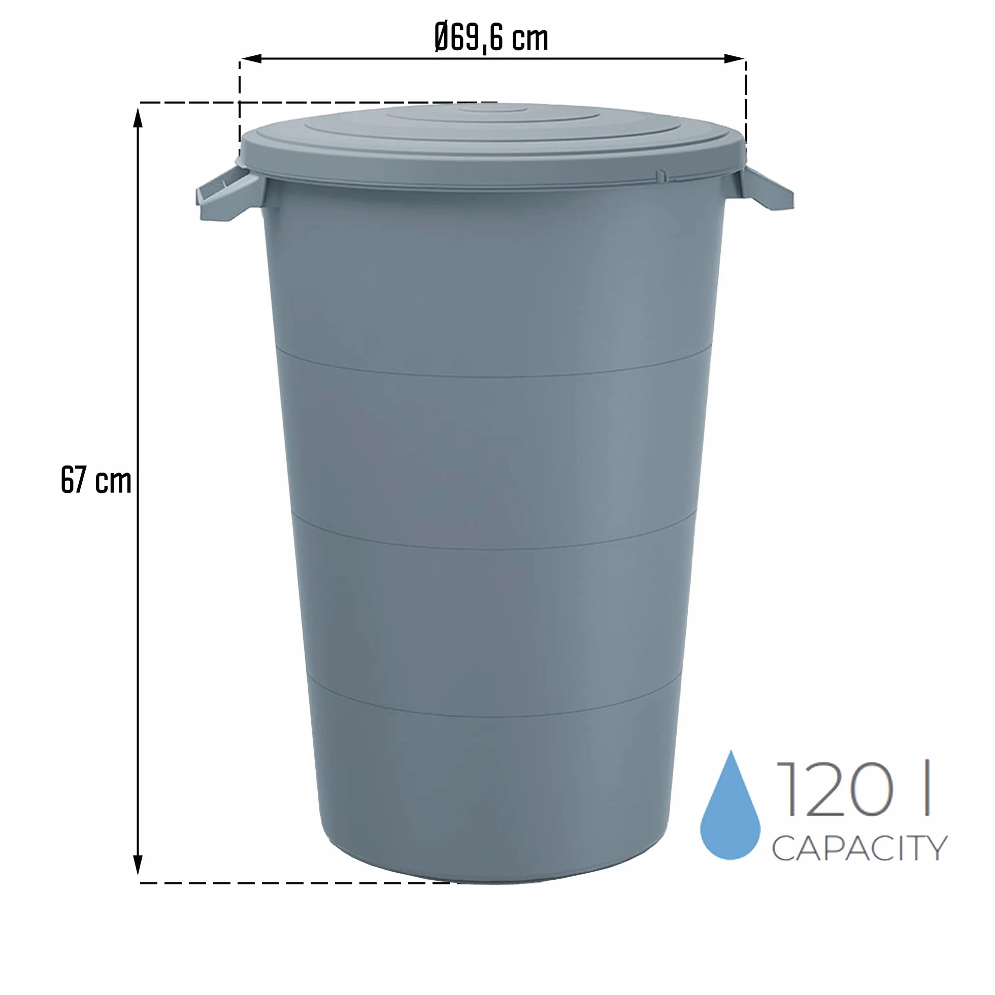 Barril de captación de Agua Smooth 120l 696x594x610 mm
