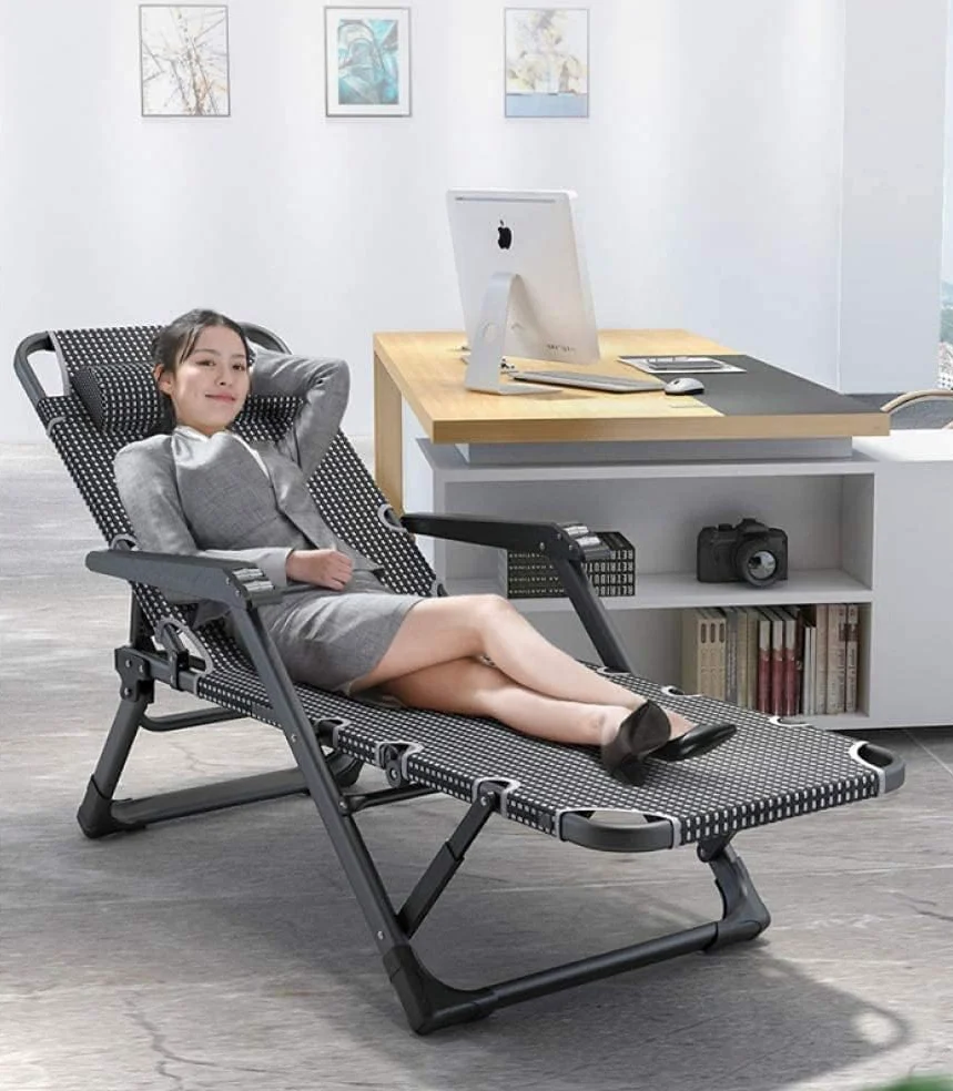 Tumbona plegable para exteriores con almohada de gravedad cero ajustable, reclinable, para oficina, piscina, jardín, camping