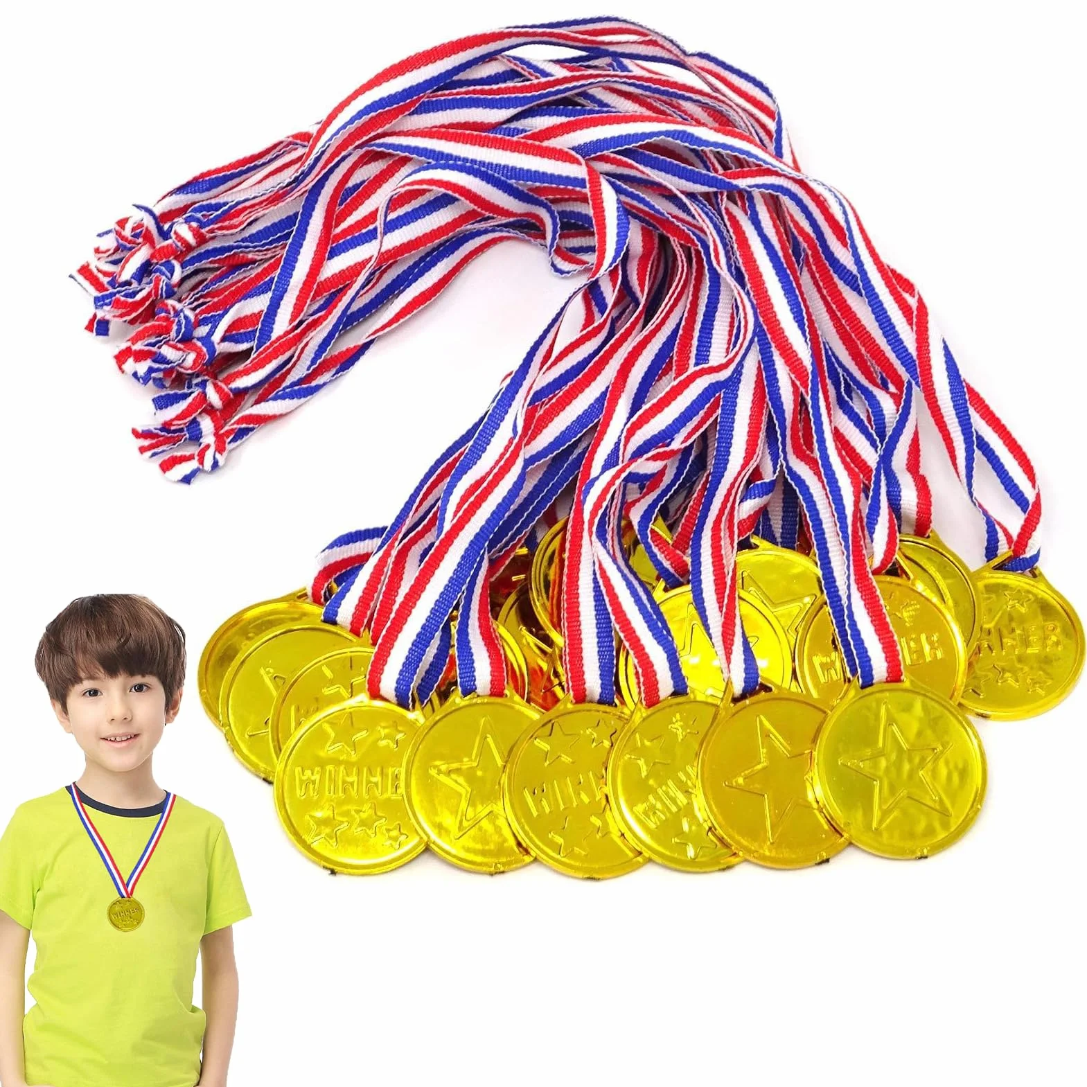 Medallas de Oro para Niños, 30 Unidades, Premios para Escuela, Día Deportivo u Olímpico