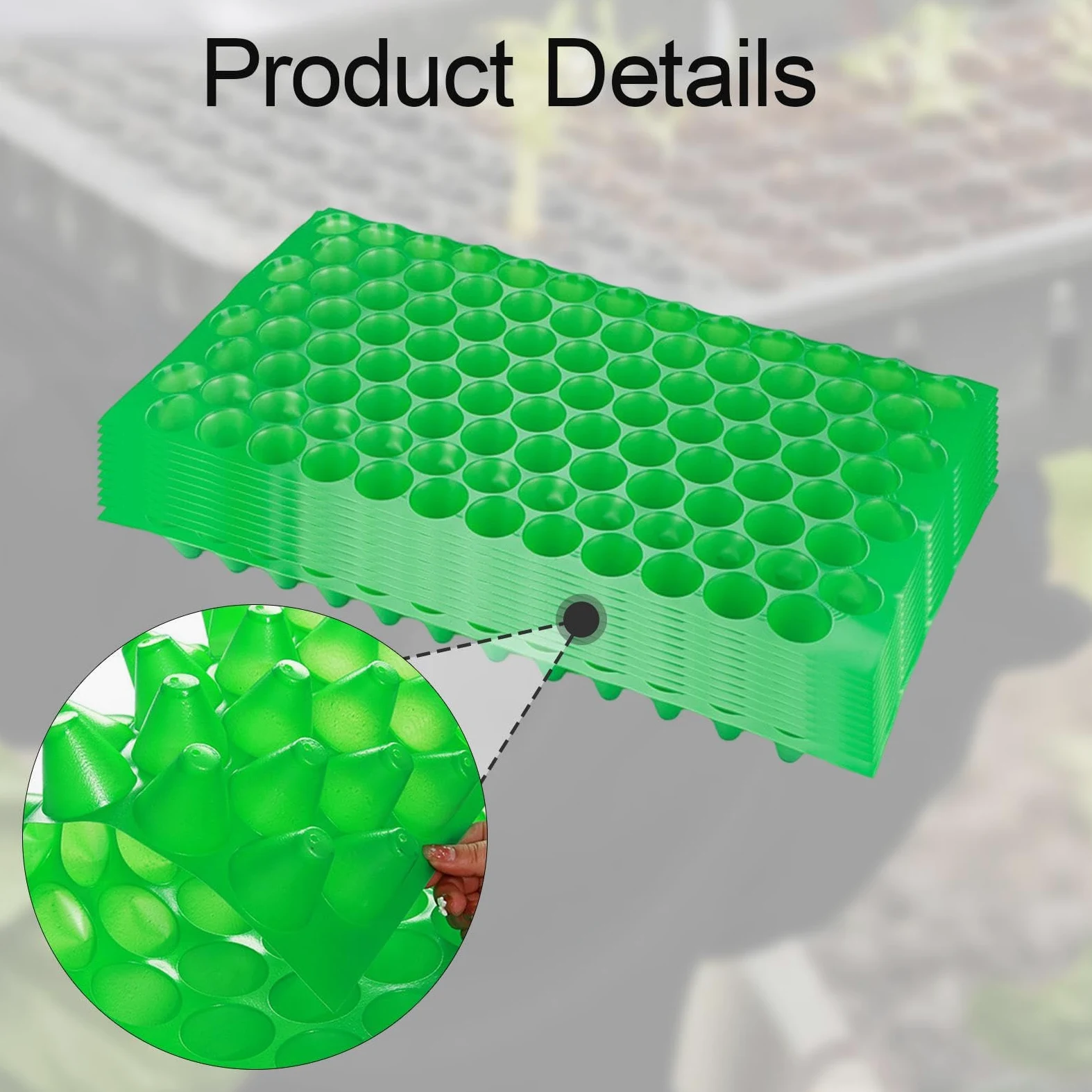 10 Piezas Bandejas para Semilleros Plantas Cultivo Reutilizable Propagación Orificios Pet Resistente Adecuado para Viveros Jardines Hogar Centros Come, 100 Hoyos