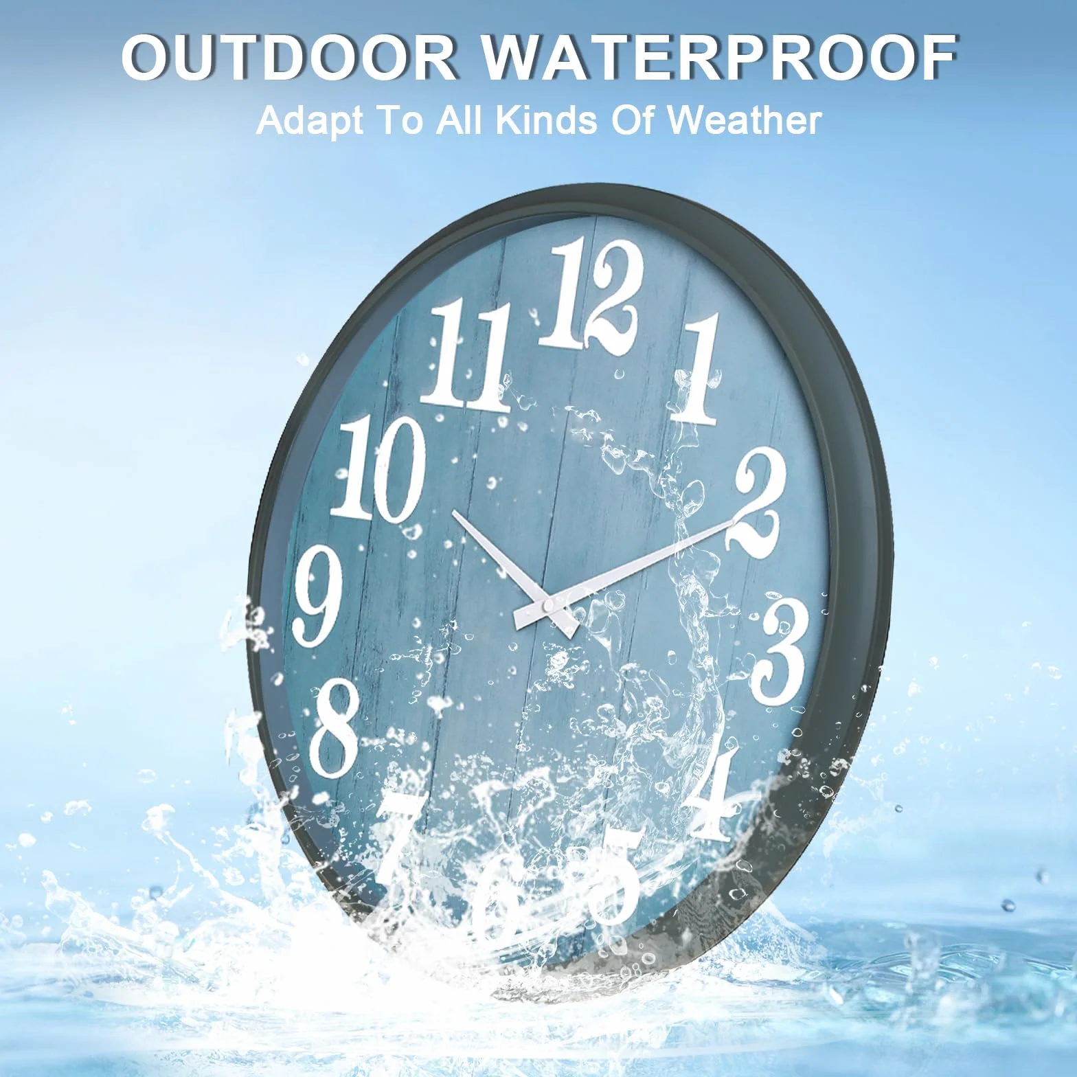 eYotto Reloj de jardín Impermeable 46 cm silencioso Gran tamaño Funciona con Pilas para terraza decoración