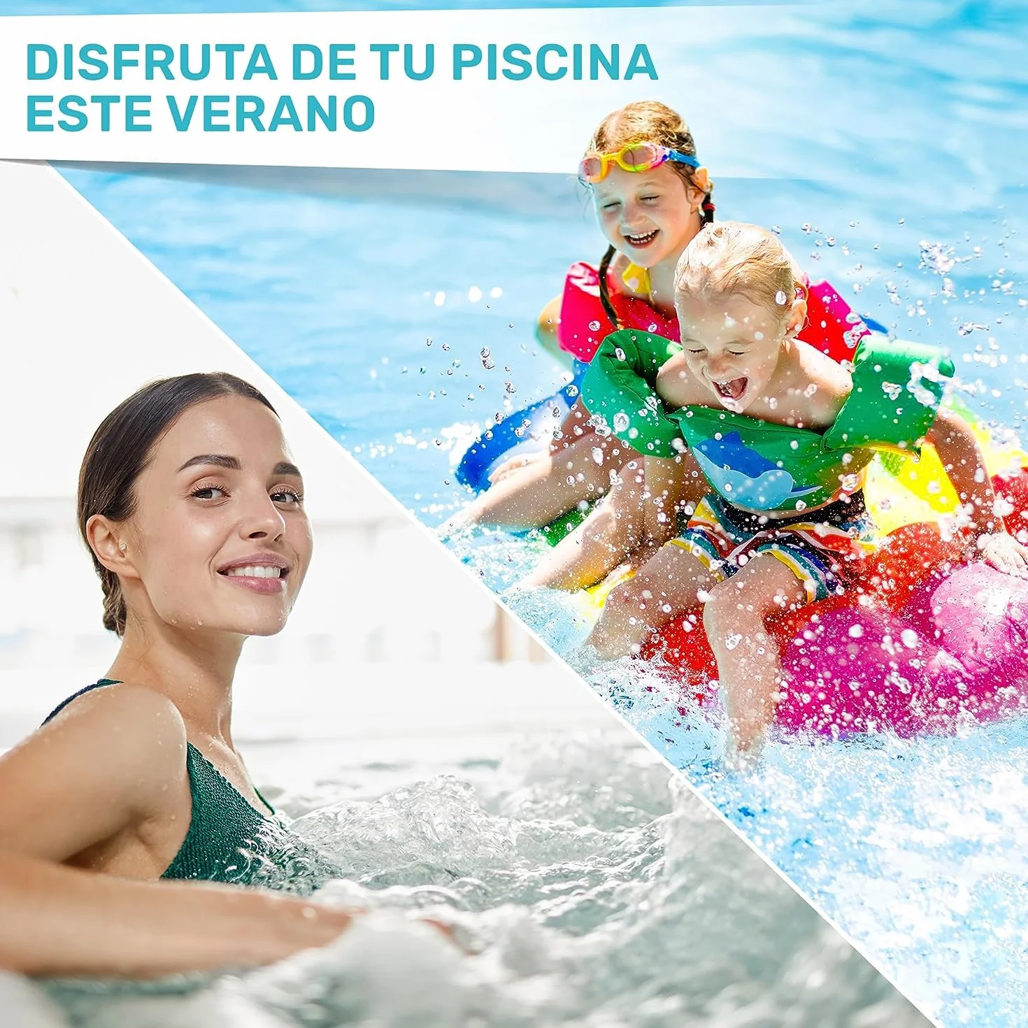 JNW Direct Tiras pH para agua de piscina y spa - Kit analizador de cloro y pH 7 en 1 con eBook