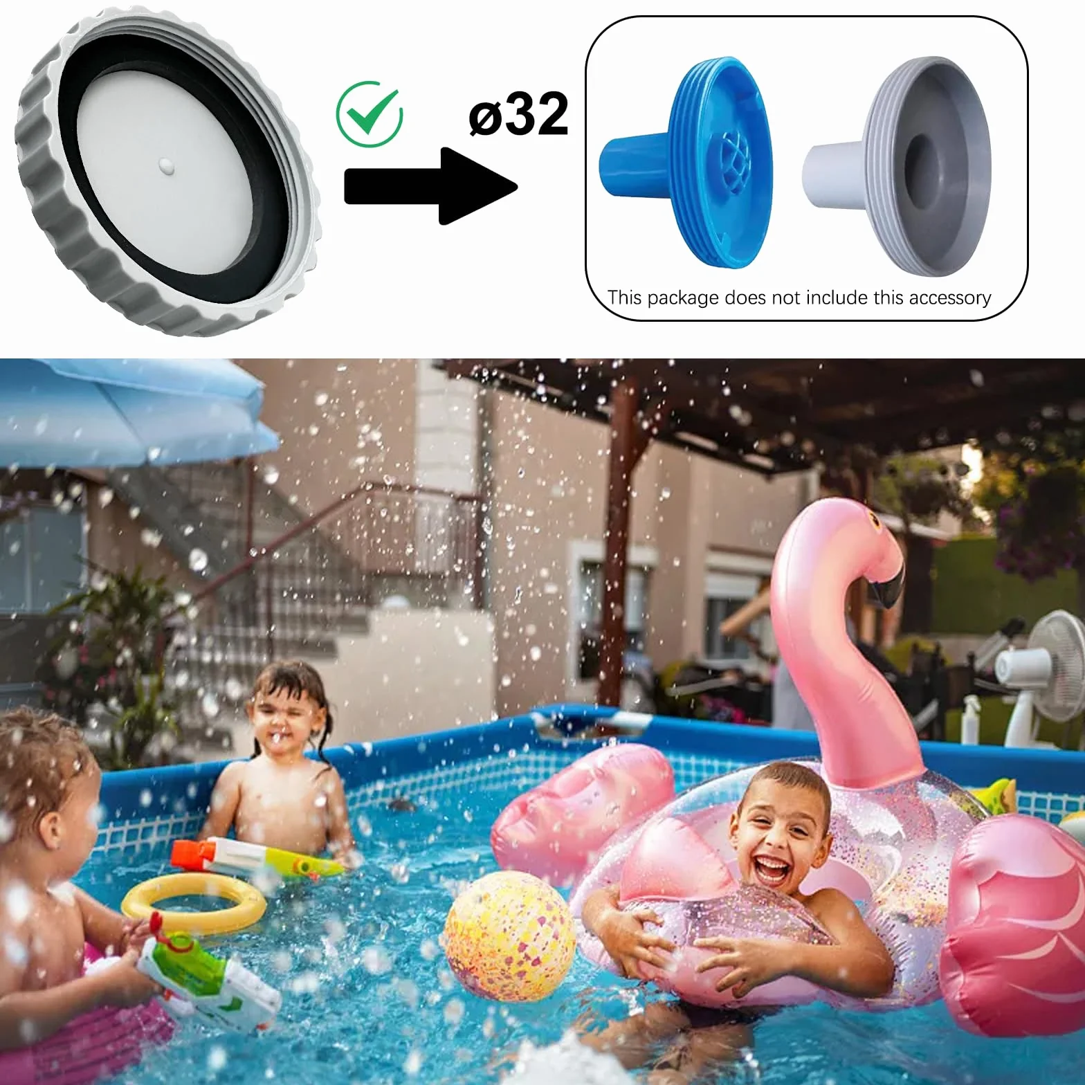 Tapones de Invierno para Piscinas Resistentes a Heladas y Prueba de Fugas, 2 Unidades con Junta, Gris