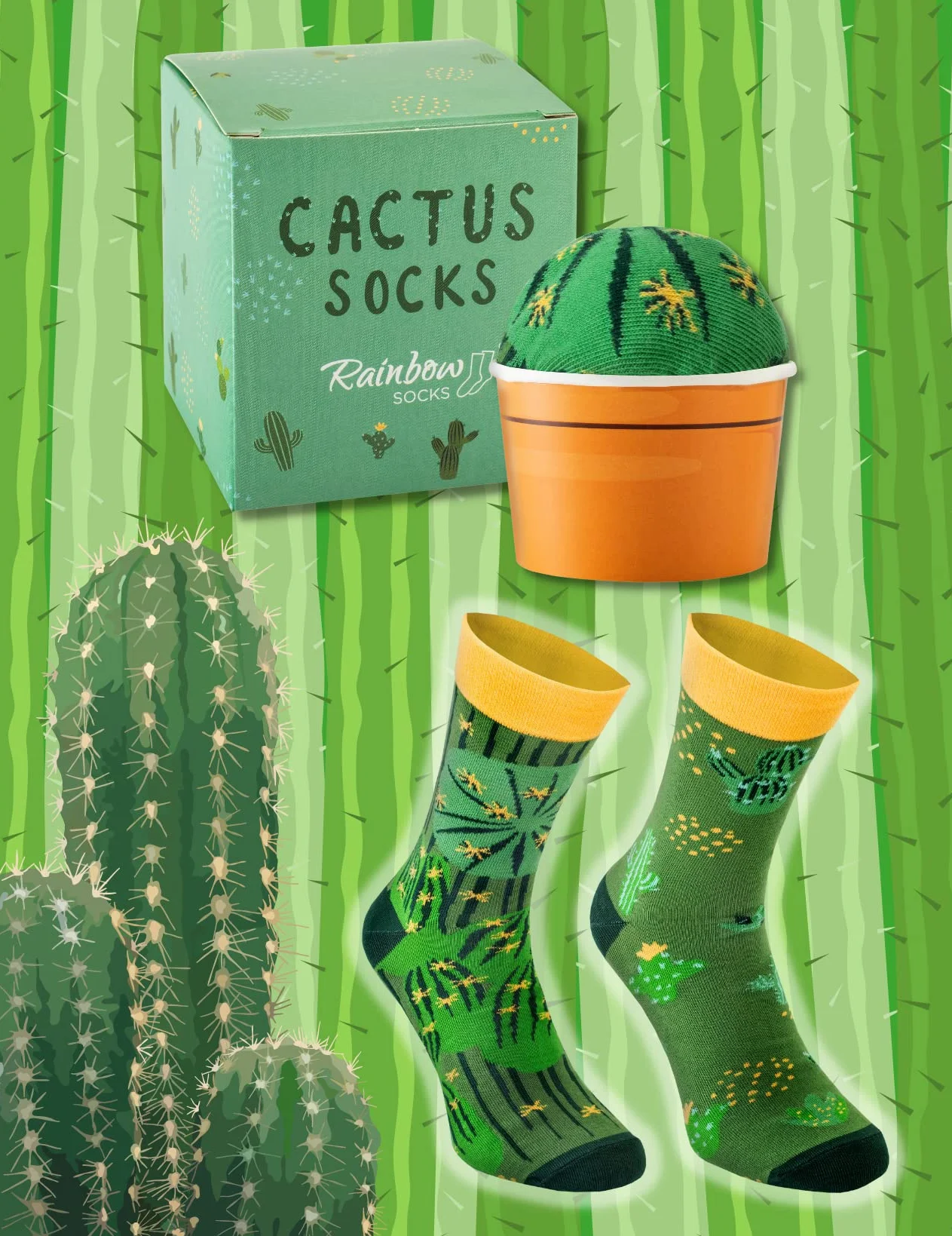 Calcetines Cactus Verdes para Mujer y Hombre Regalo Divertido Talla 36-40