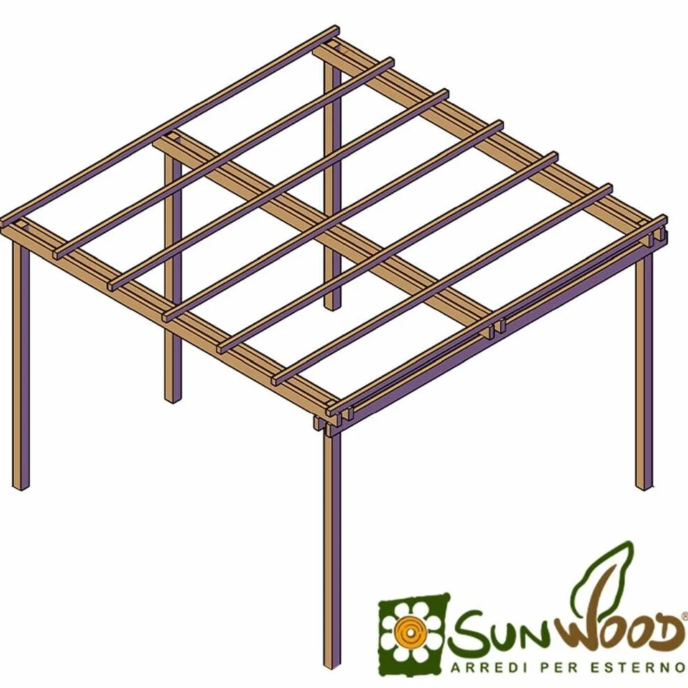 Pérgola de jardín autoportante 3 x 3 metros madera de pino impregnada clase 4