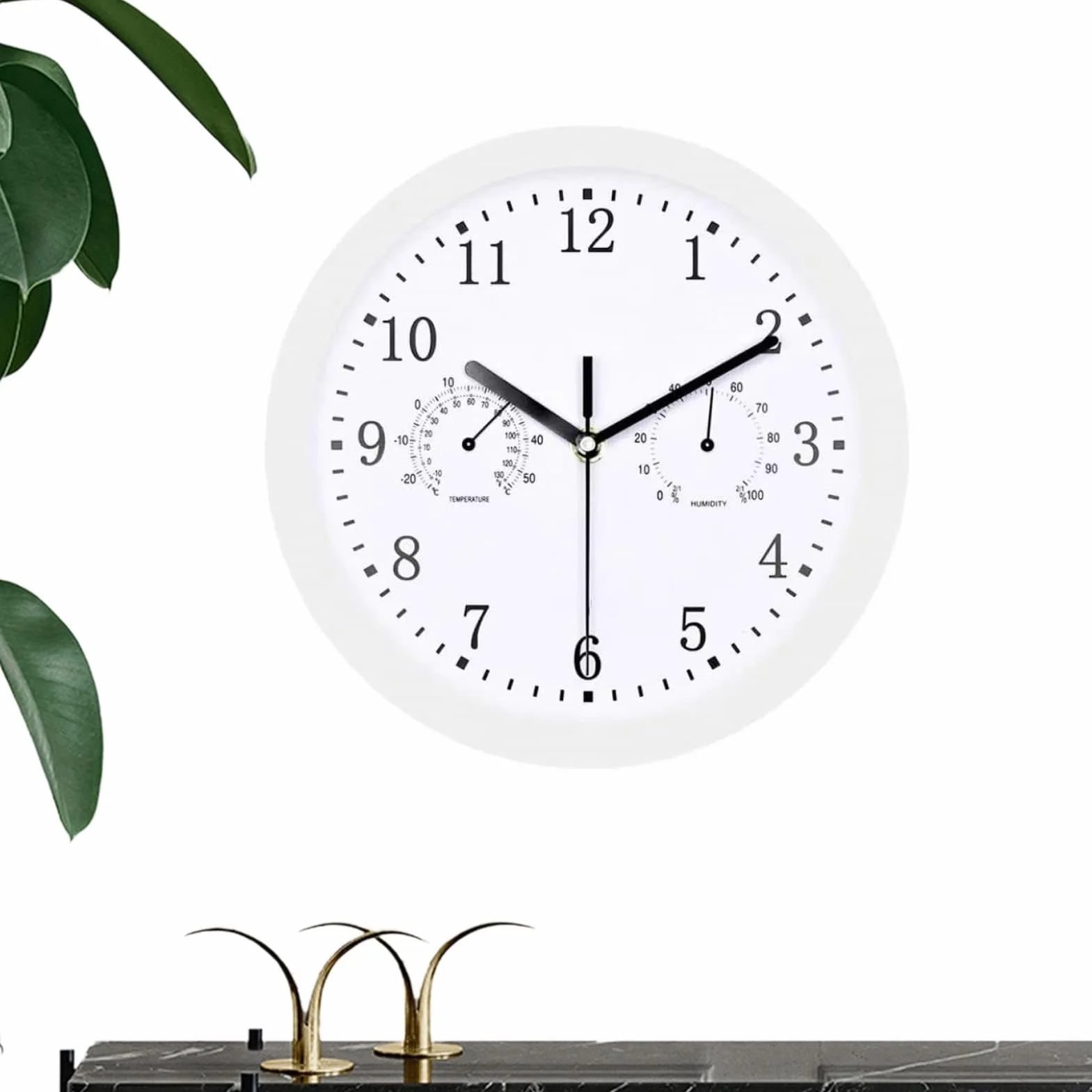 Reloj de pared exterior 10 pulgadas resistente a la intemperie con termómetro e higrómetro