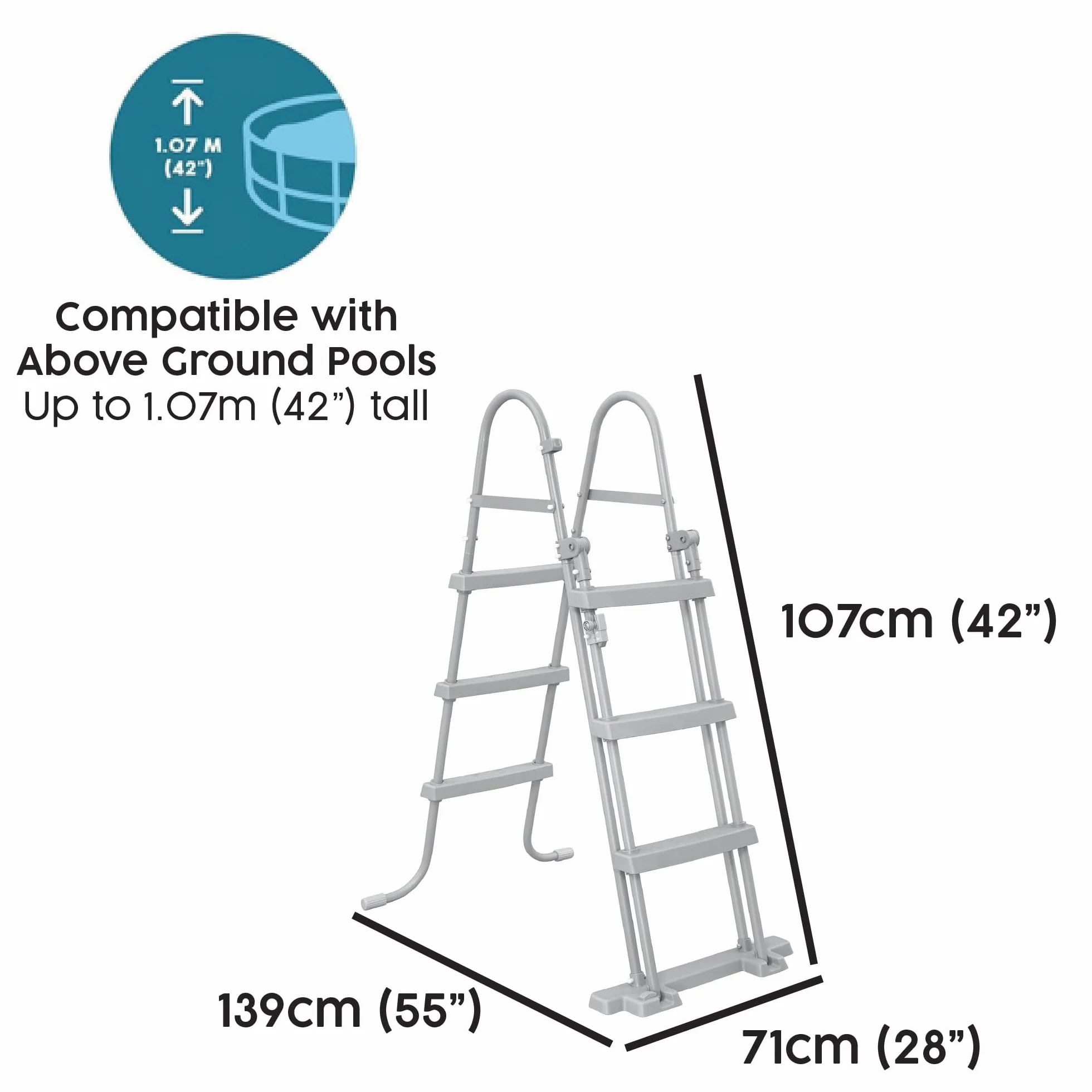 BESTWAY Escalera para Piscinas Desmontables Flip & Lock 108x71,4x138 cm Plateado