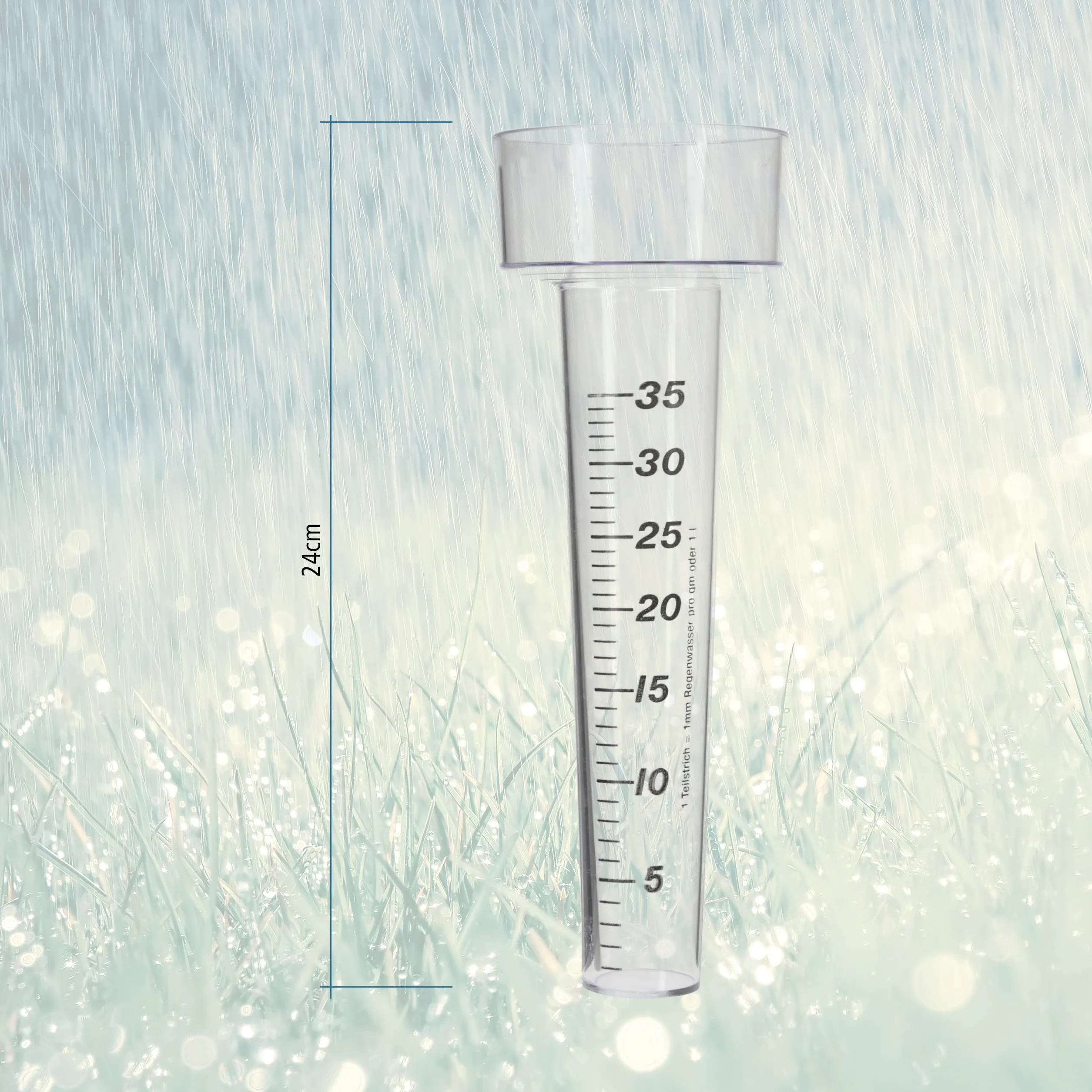 Lantelme Pluviómetro con Pica 24 cm x 8 cm Plástico Cristal Medidor de Precipitaciones