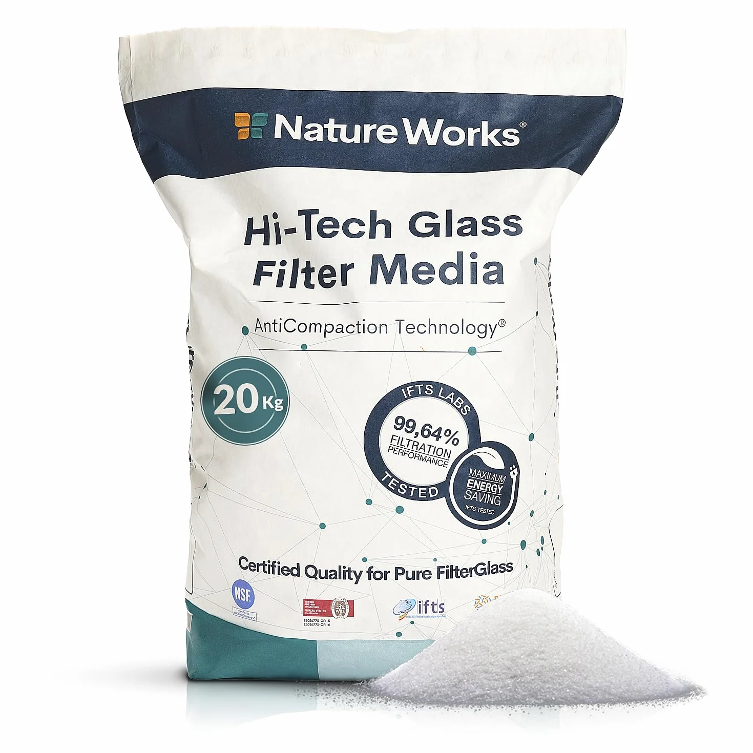 NATURE WORKS Hi-Tech Arena de Vidrio filtrante para Piscina 20 kg