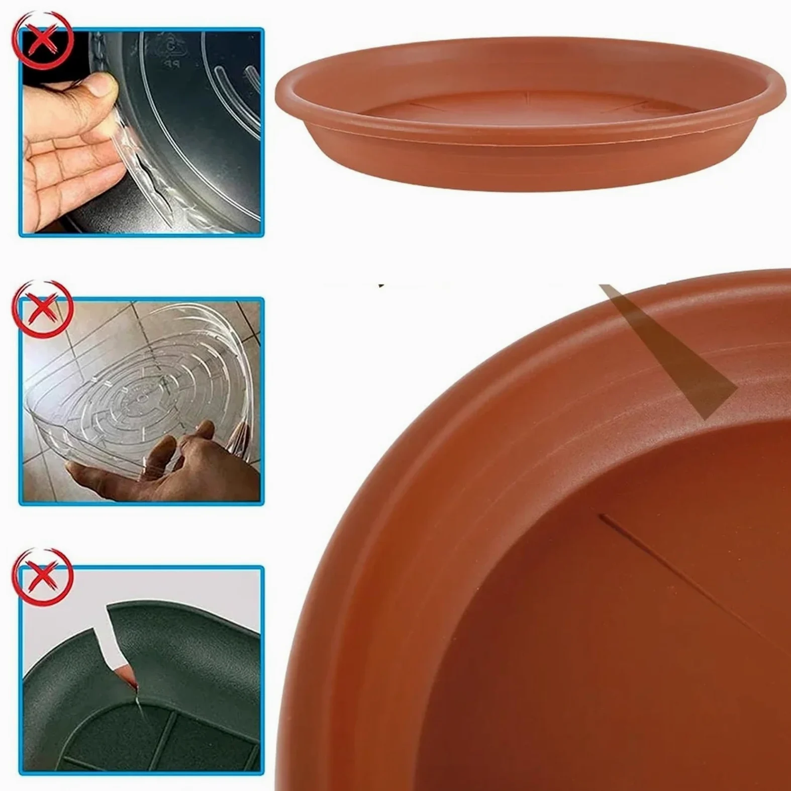 Juego de 5 platillos for plantas, redondos, con goteo, bandejas de PP más gruesas for plantas, macetas for interiores y exteriores, suministros for el jardín del hogar Bandeja Para Macetas(5Pcs Brown
