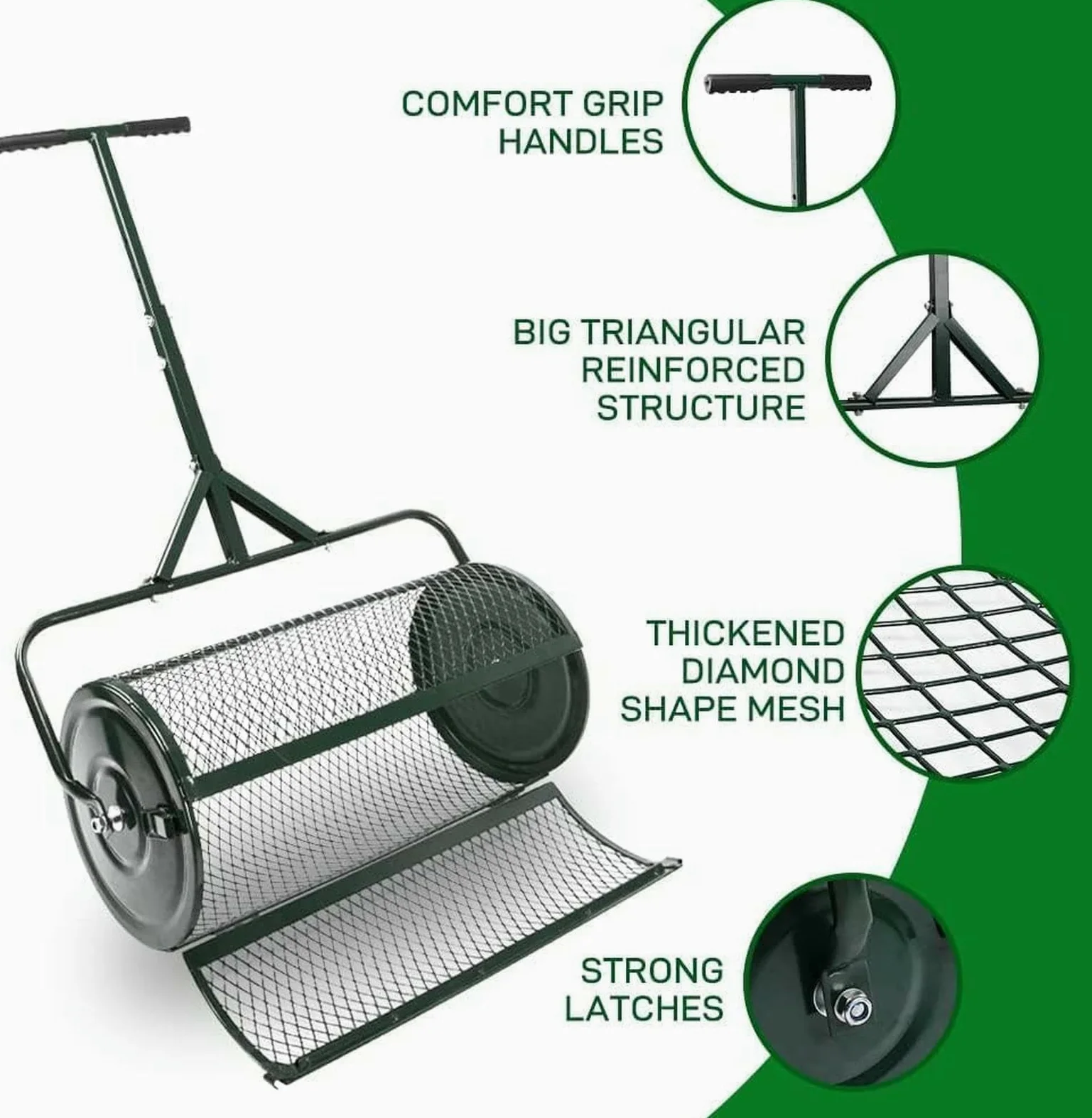 Distribuidor de Compost, Distribuidor de turba, Distribuidor de Fertilizantes, Distribuidor de Malla metálica Ligero y Duradero para Plantar y sembrar