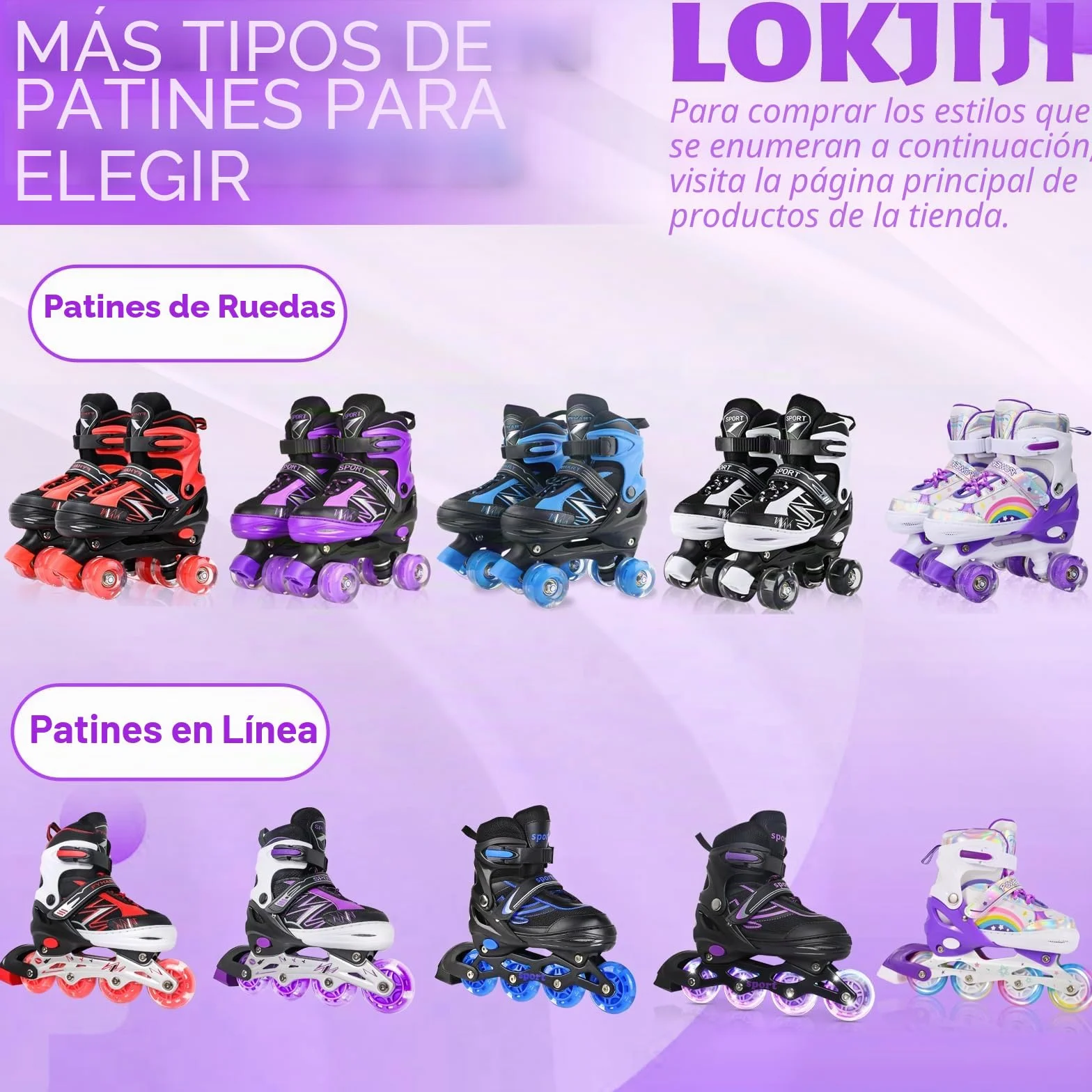 Patines en línea Ajustables para niños Principiantes, Patines de Ruedas Violeta y Azul