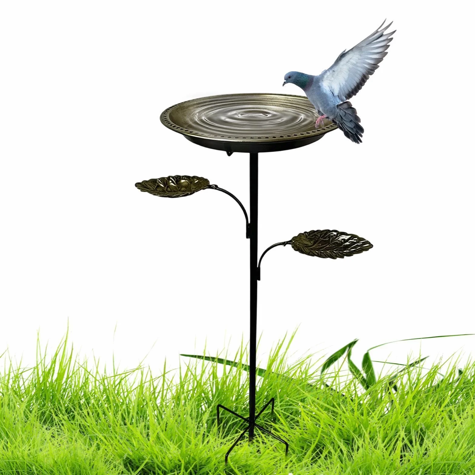 Baños para Pájaros de Exterior vintage decorativo resistente al clima | Estaca Metálica para Bebedero de Aves Para Jaula de Mascotas Pinzones Loros Monjes Jardín Patio Parque