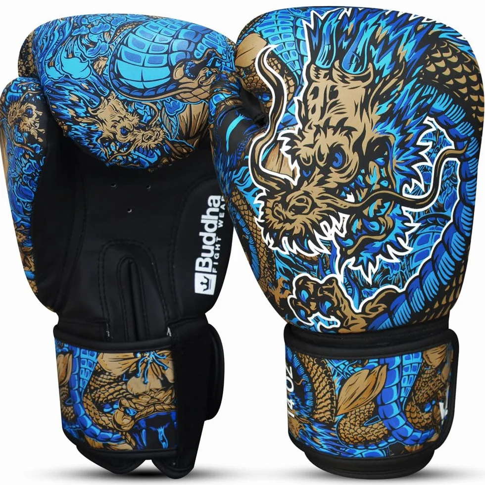 BUDDHA FIGHT WEAR Guantes de Boxeo Dragon 10 oz 12 oz 14 oz 16 oz para Entrenamientos Sparring Muay Thai Kickboxing