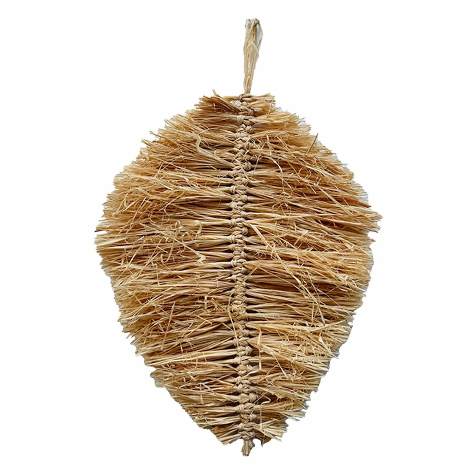 Adorno colgante de pared de rafia tejida a mano con forma de hoja, decoración para cabaña y dormitorio